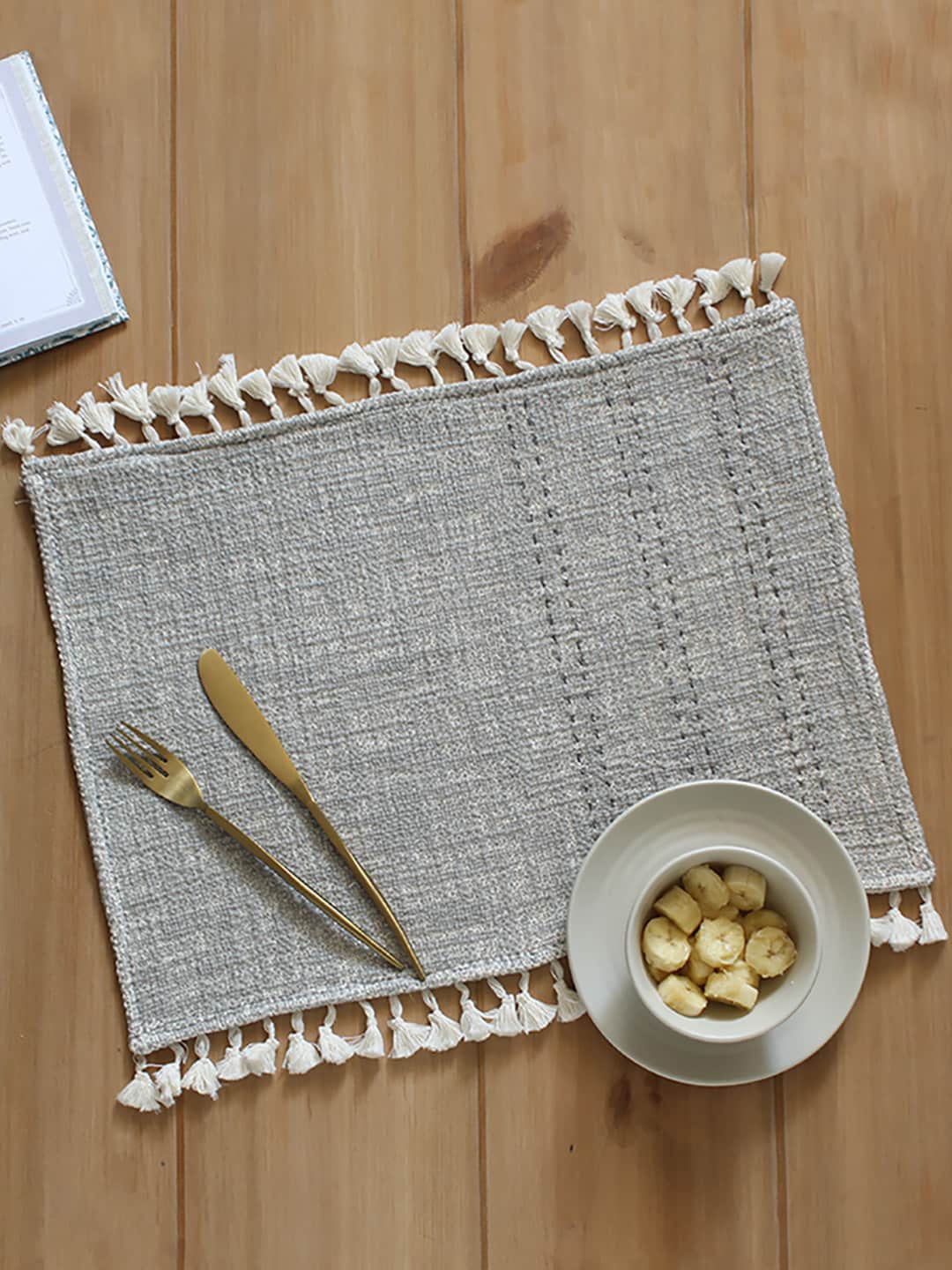 

House This Arabian Textured Pure Cotton Table Placemats, Grey