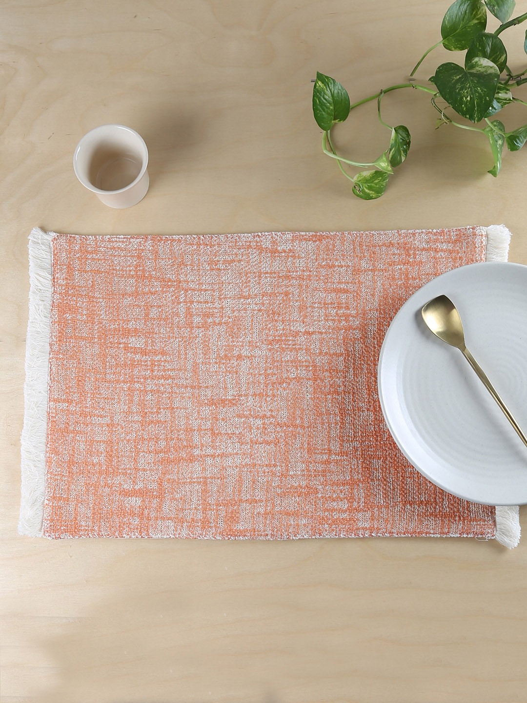 

House This Rust and White Textured Cotton Table Placemat