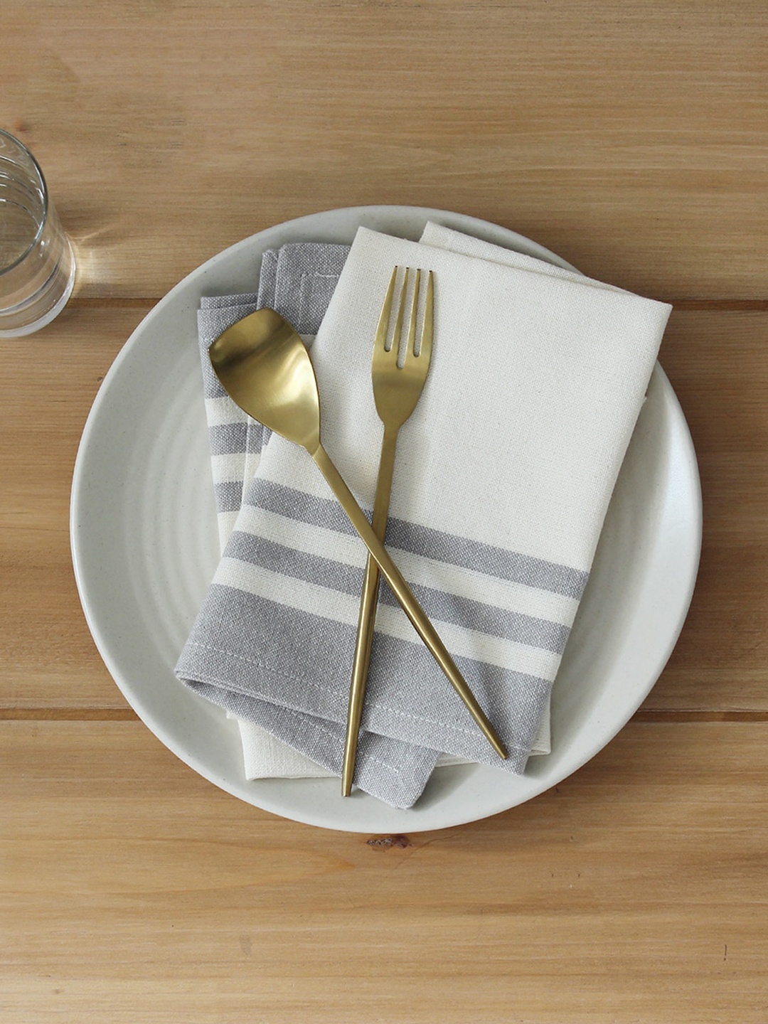 

House This Tarangam Grey Striped Pure Cotton Table Napkin