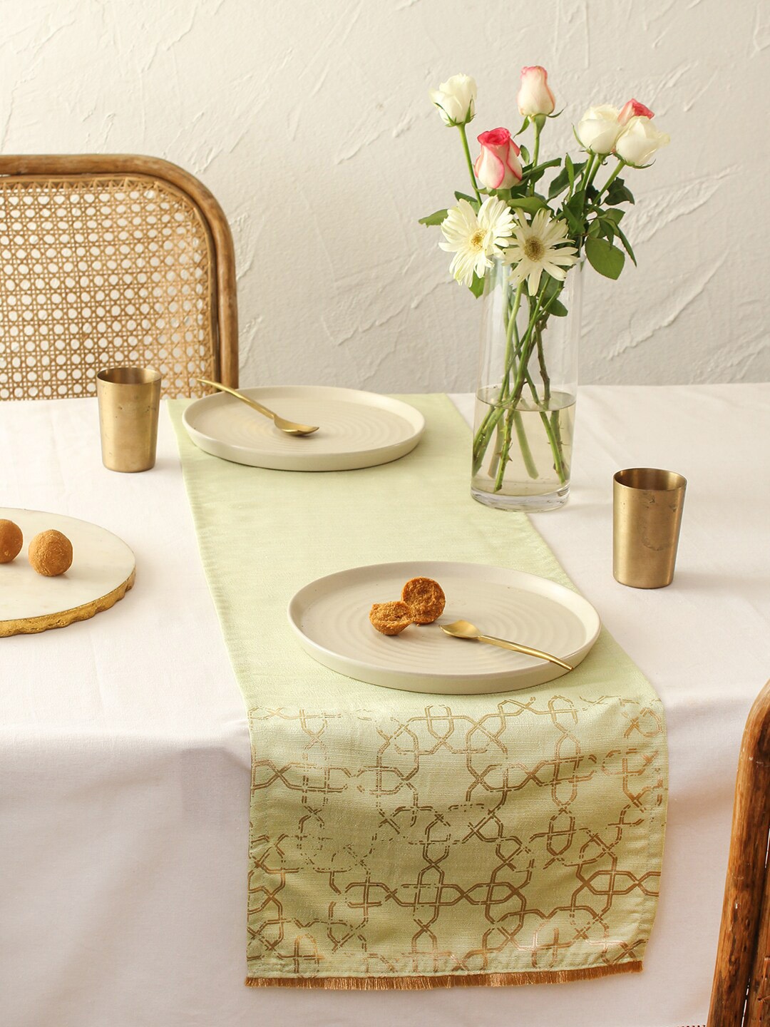 

House This Mandav Green Printed Table Runner