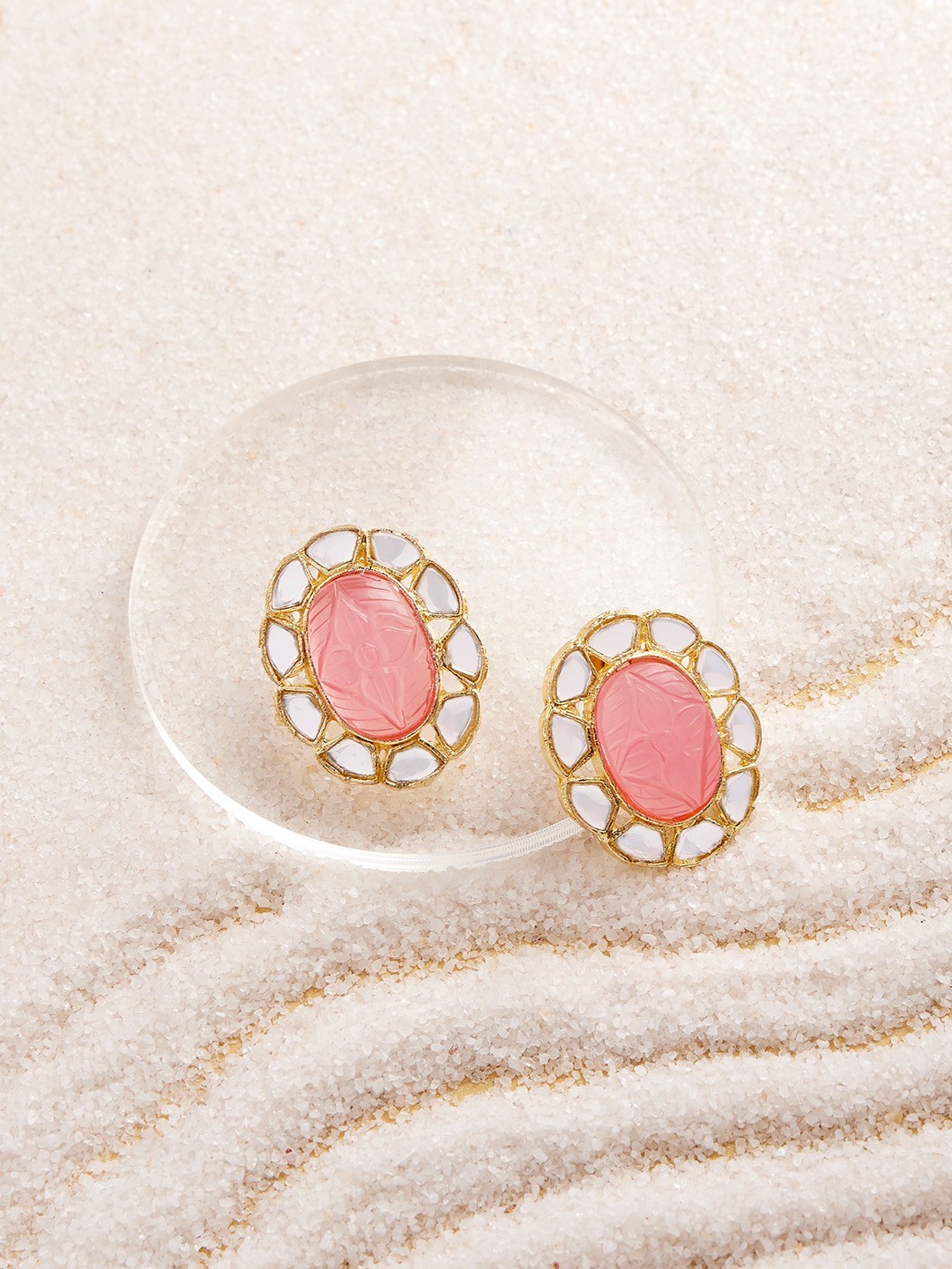 

Zaveri Pearls Gold Plated Oval Studs Earrings
