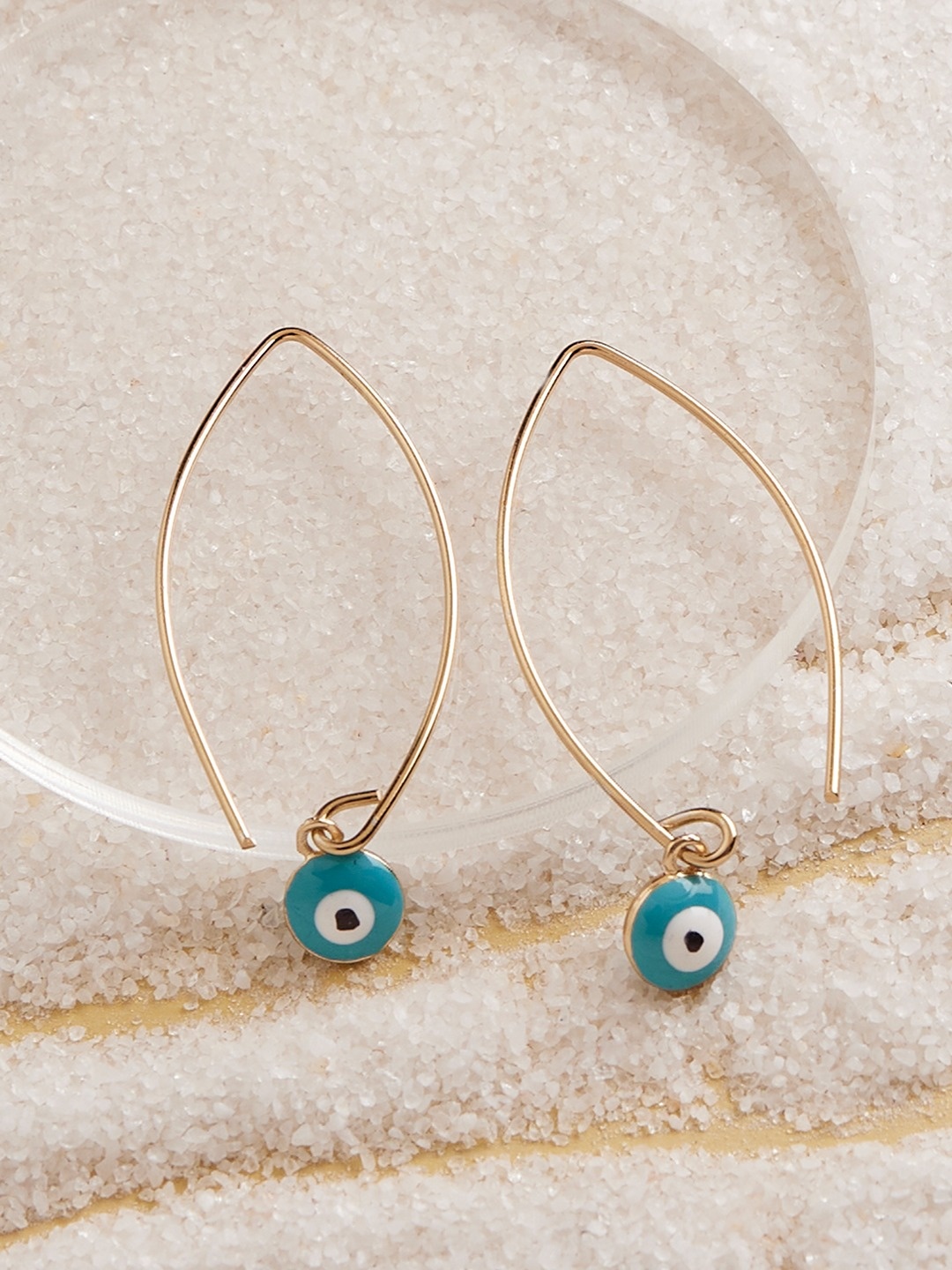 

Zaveri Pearls Gold-Plated Contemporary Drop Earrings, Turquoise blue