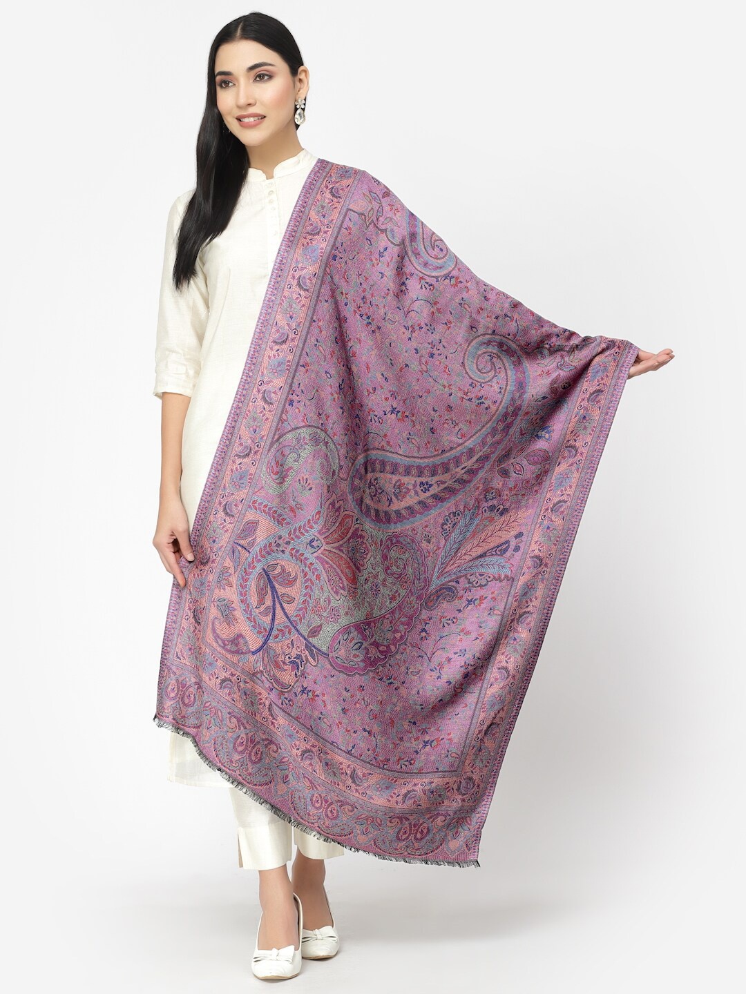 

Anekaant Women Woven Design Stole, Purple