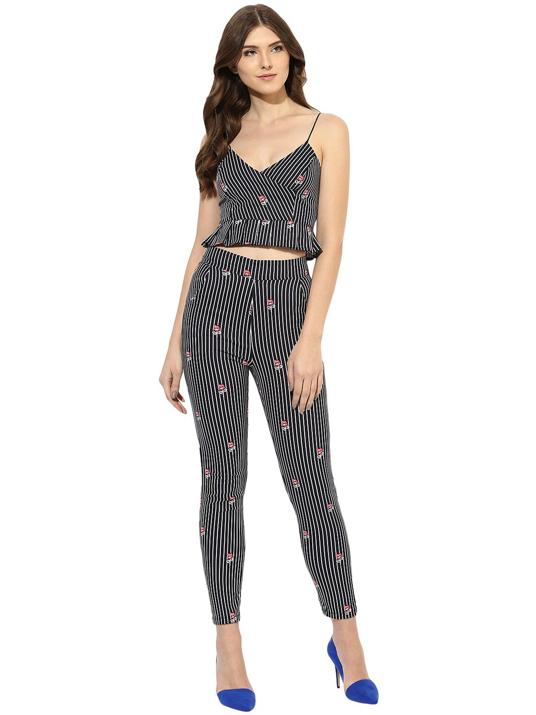 

KLEIO Striped Top & Trouser Co-ords, Black