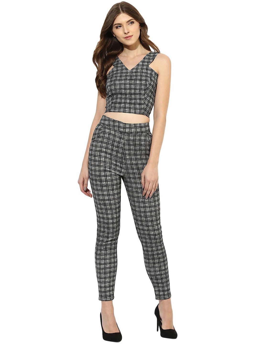 

KLEIO Women Checked Co-ords, Black