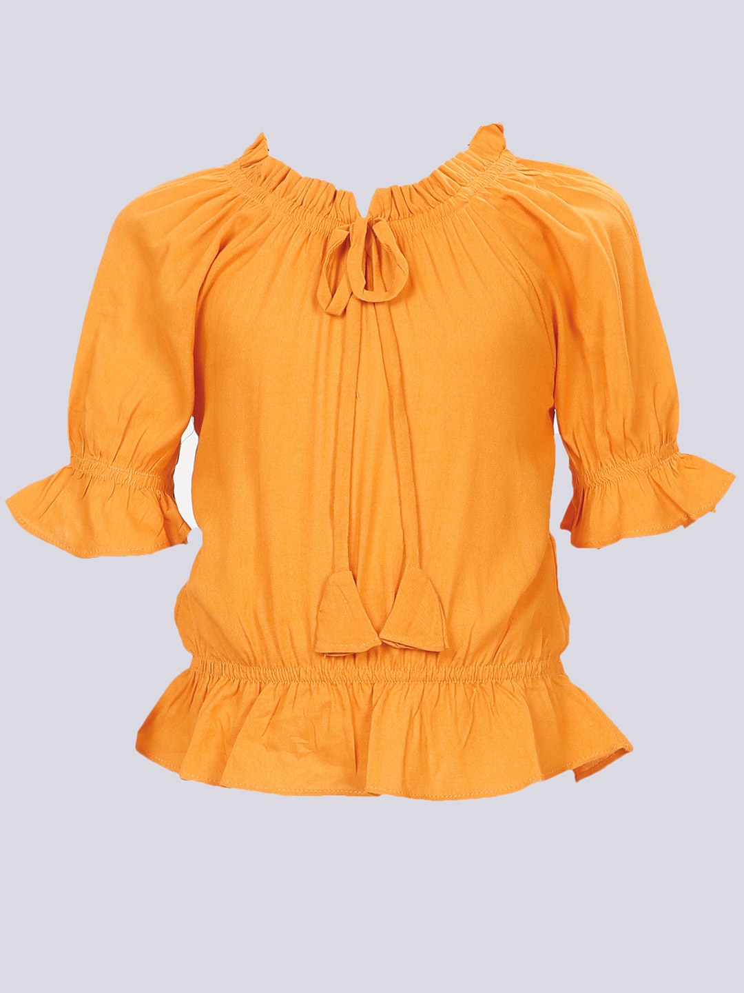 

Hunny Bunny Tie-Up Neck Cinched Waist Top, Yellow