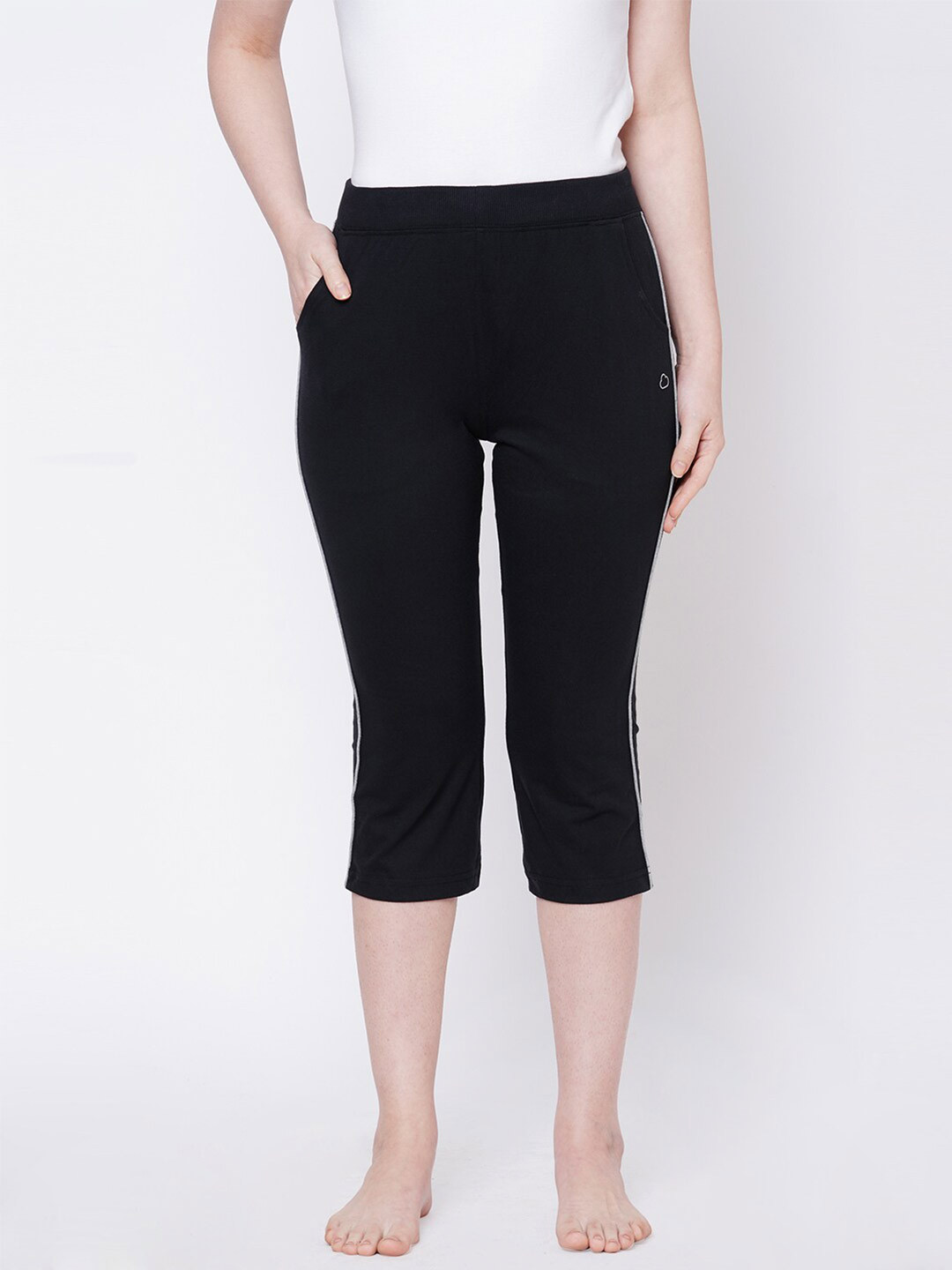 

Sweet Dreams Women Slim-Fit Cotton Lounge Capris, Black