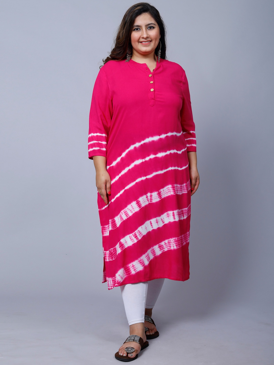 

PNEHA Women Plus Size Dyed Regular Kurta, Pink