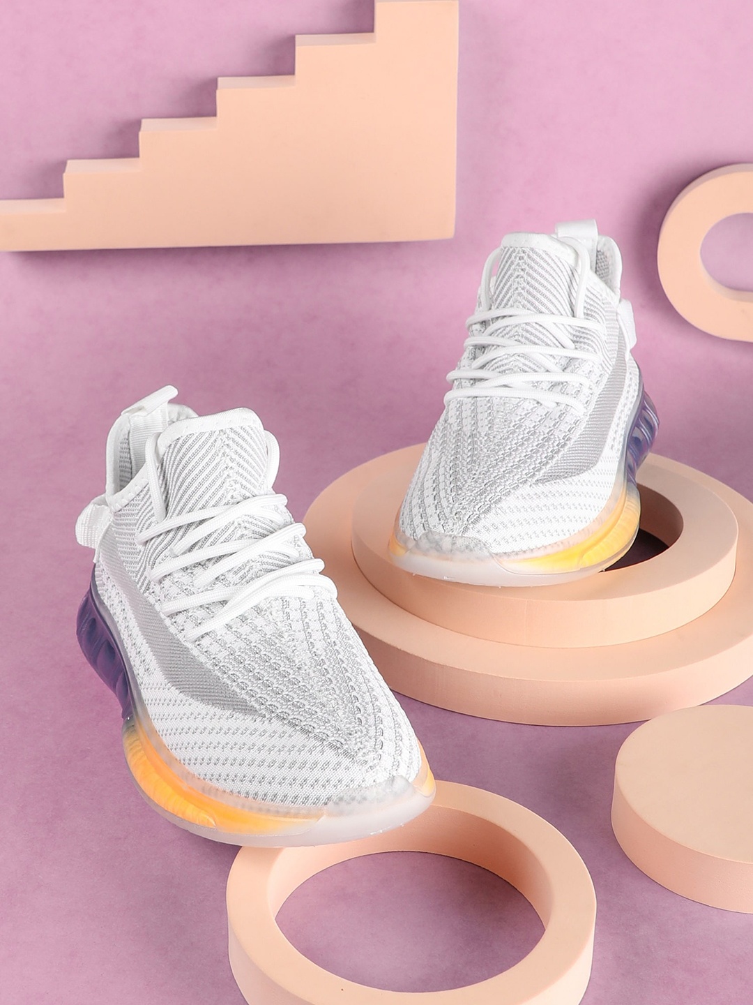 

THE WHITE POLE Women Woven Design Lightweight Sneakers, Orange