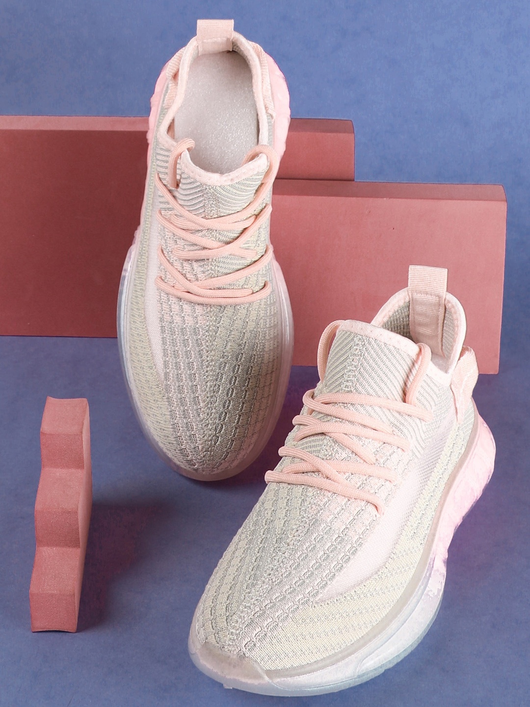 

THE WHITE POLE Women Woven Design Lightweight Sneakers, Pink