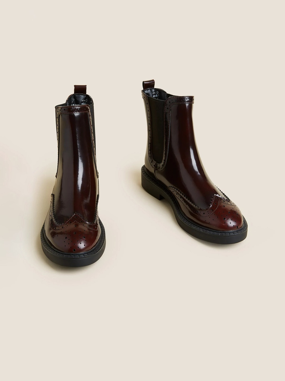 

Marks & Spencer Women Textured Mid-Top Leather Chelsea Boots, Burgundy
