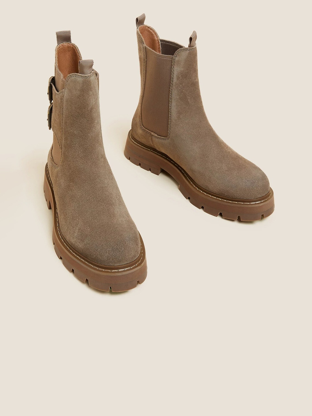 

Marks & Spencer Women Mid-Top Monk Strap Chelsea Boots, Brown