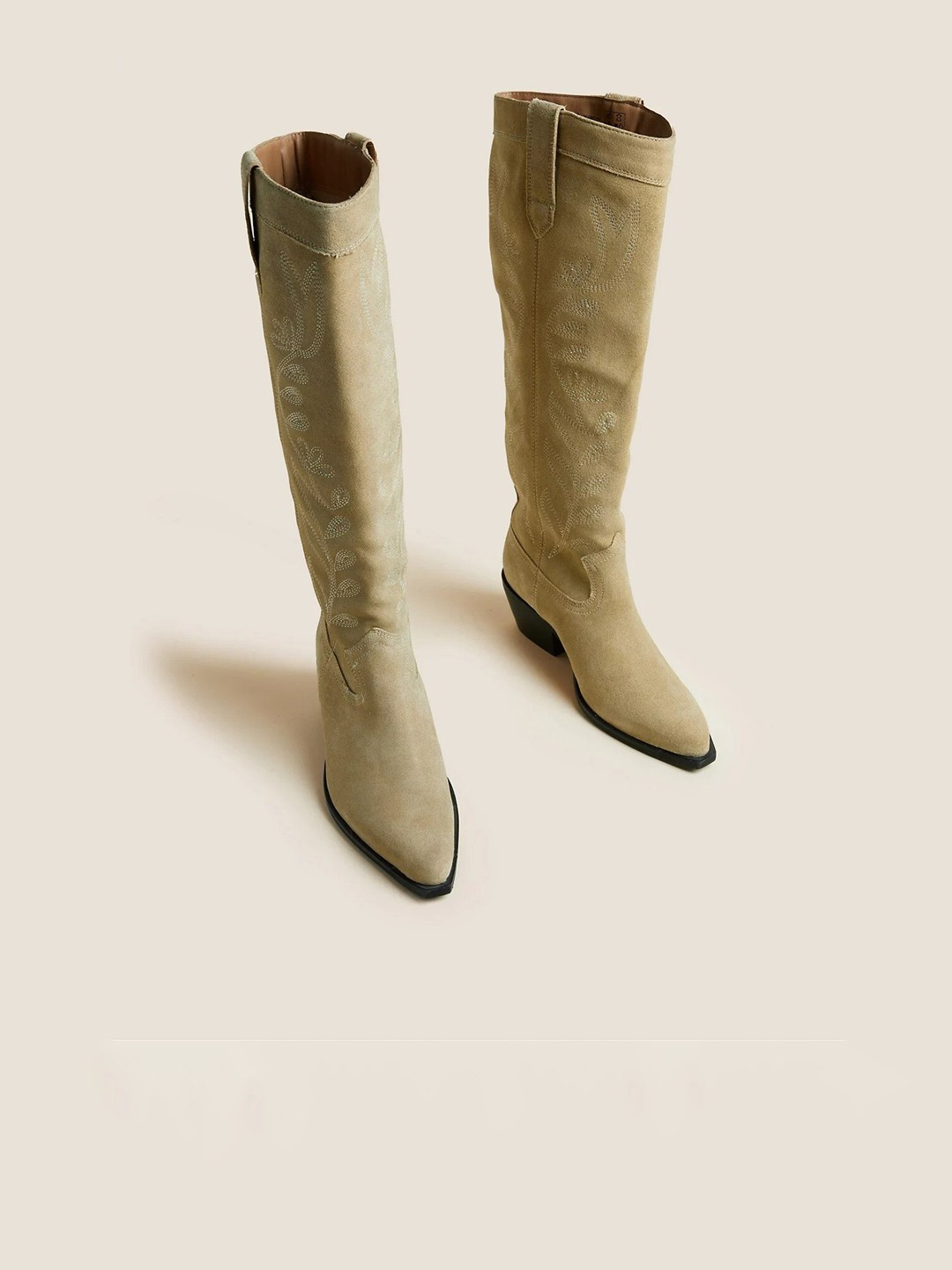 

Marks & Spencer Women Suede Western Long Boots, Beige