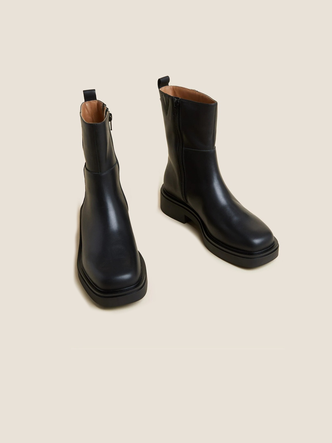 

Marks & Spencer Women Leather Sock Boots, Black