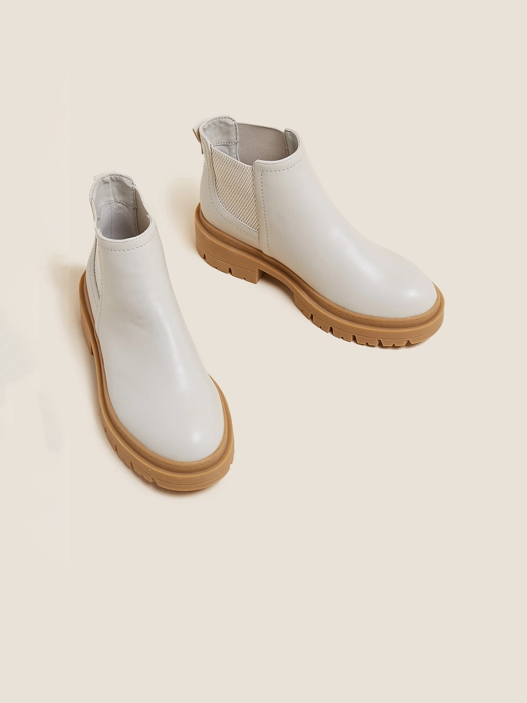 

Marks & Spencer Women Mid-Top Block Heel Chelsea Boots, Beige
