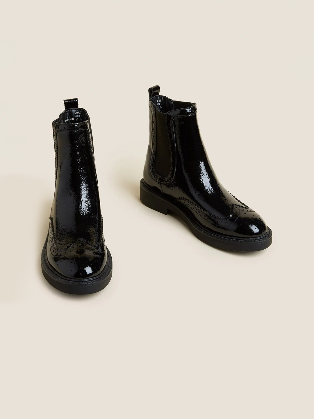 

Marks & Spencer Women Textured Mid-Top Leather Chelsea Boots, Black