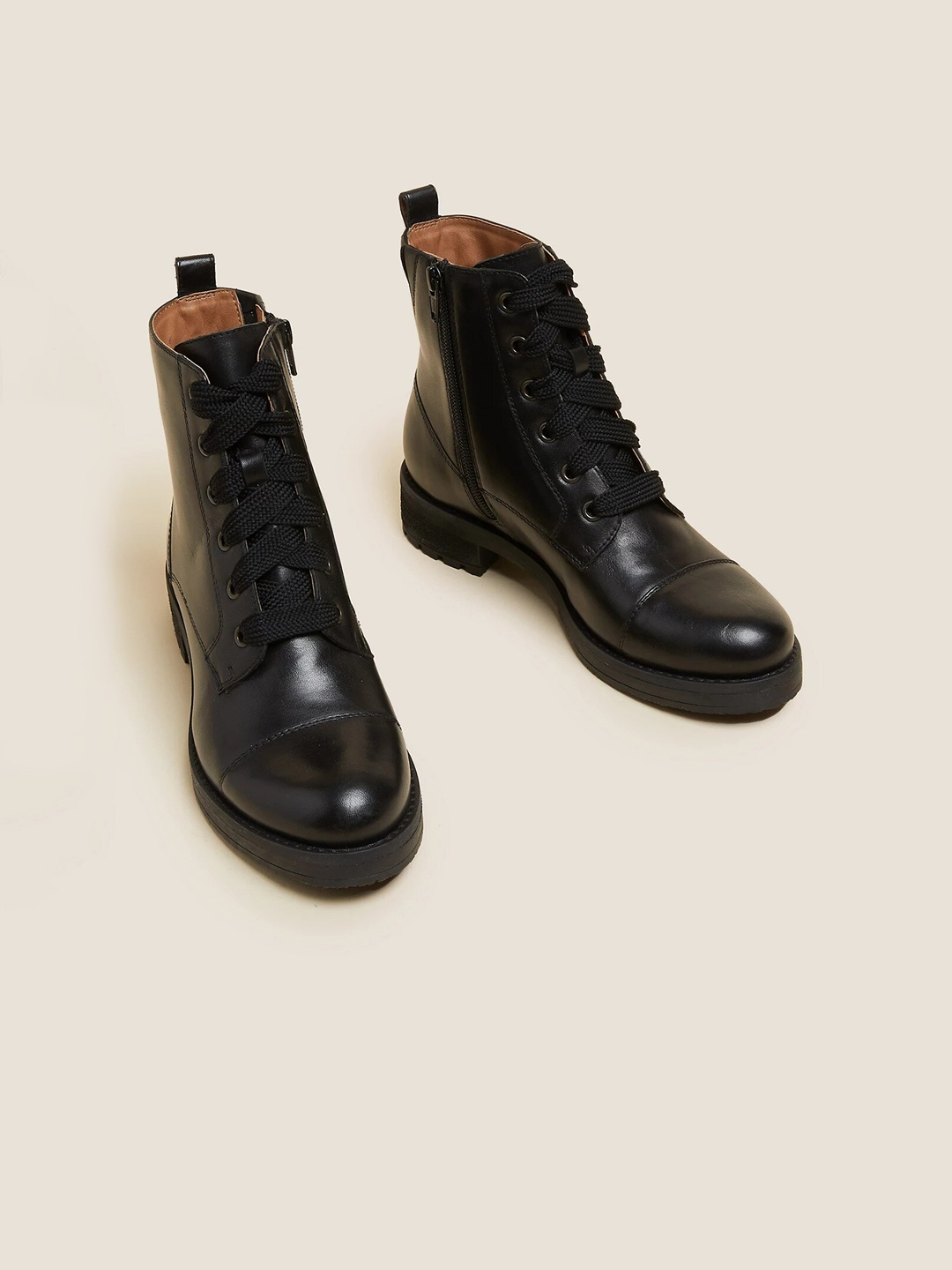 

Marks & Spencer Women Leather Toe Cap Regular Boots, Black