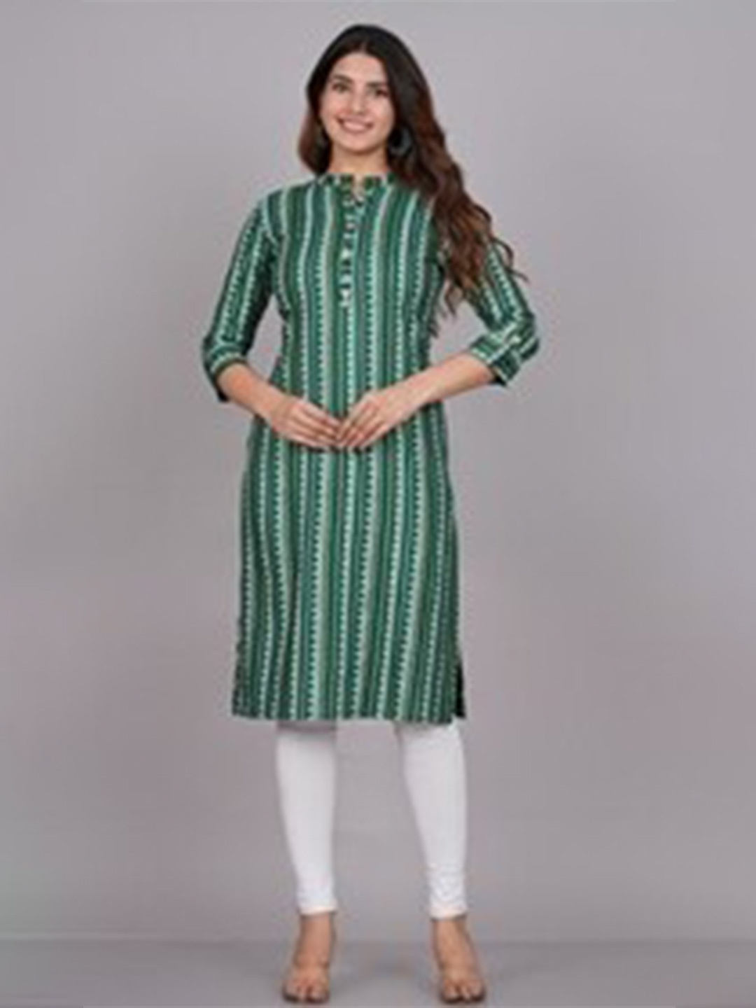 

FABISTA Women Ethnic Motifs Printed Kurta, Green