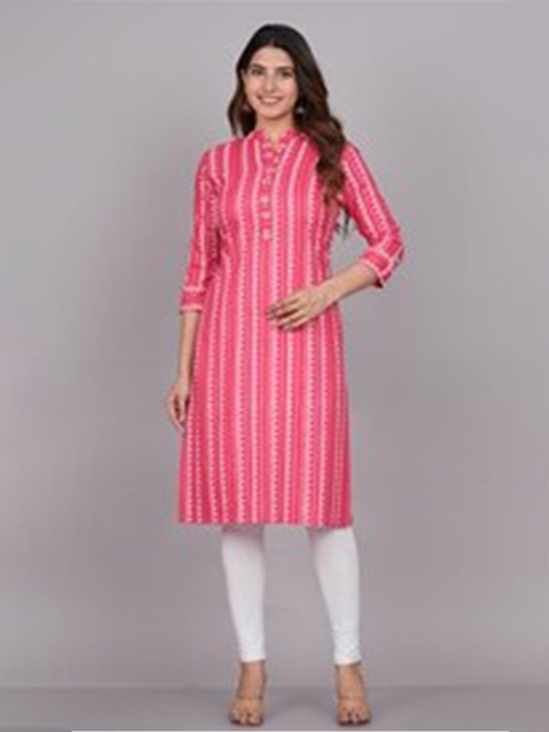 

FABISTA Women Ethnic Motifs Printed Kurta, Rose