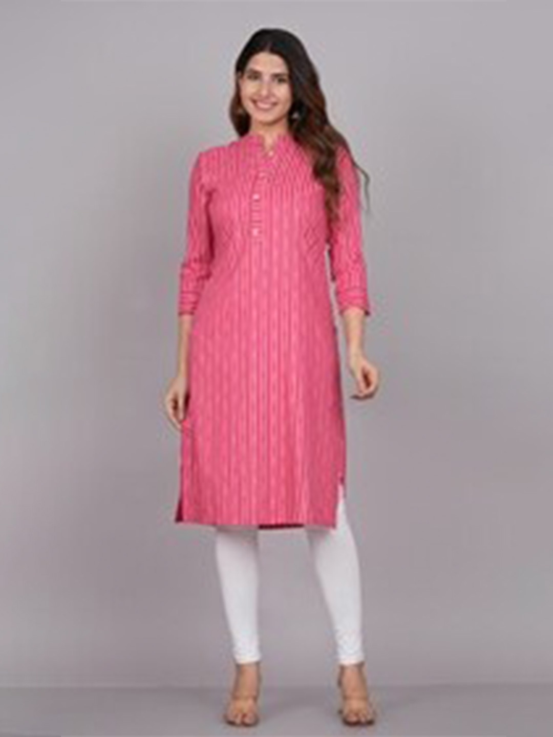 

FABISTA Women Ethnic Motifs Printed Kurta, Rose