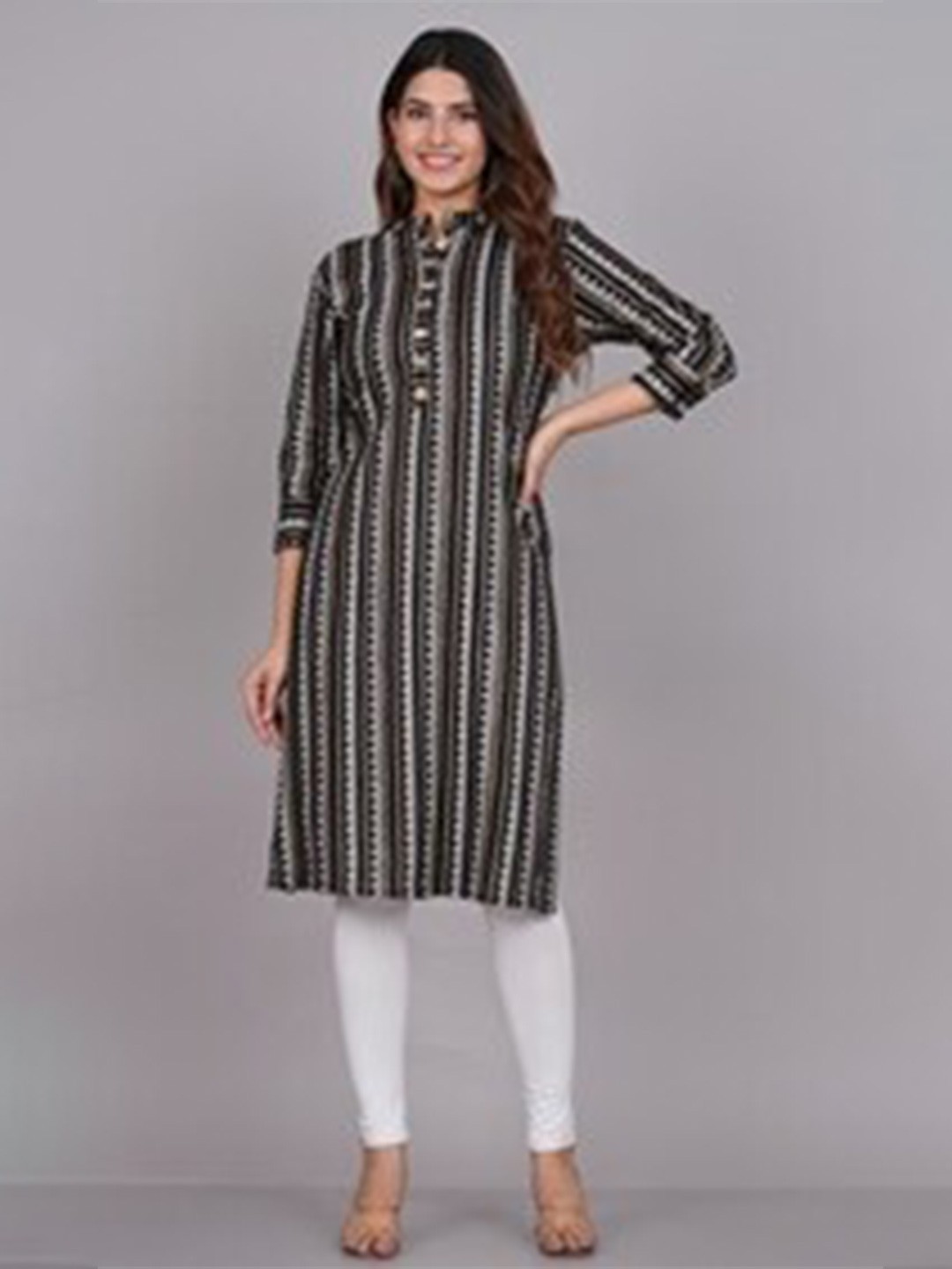 

FABISTA Women Ethnic Motifs Printed Kurta, Black