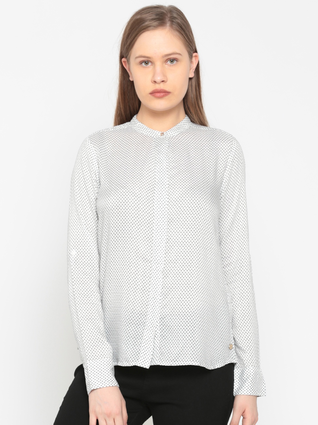 

U.S. Polo Assn. Women Women Off-White Printed Casual Shirt
