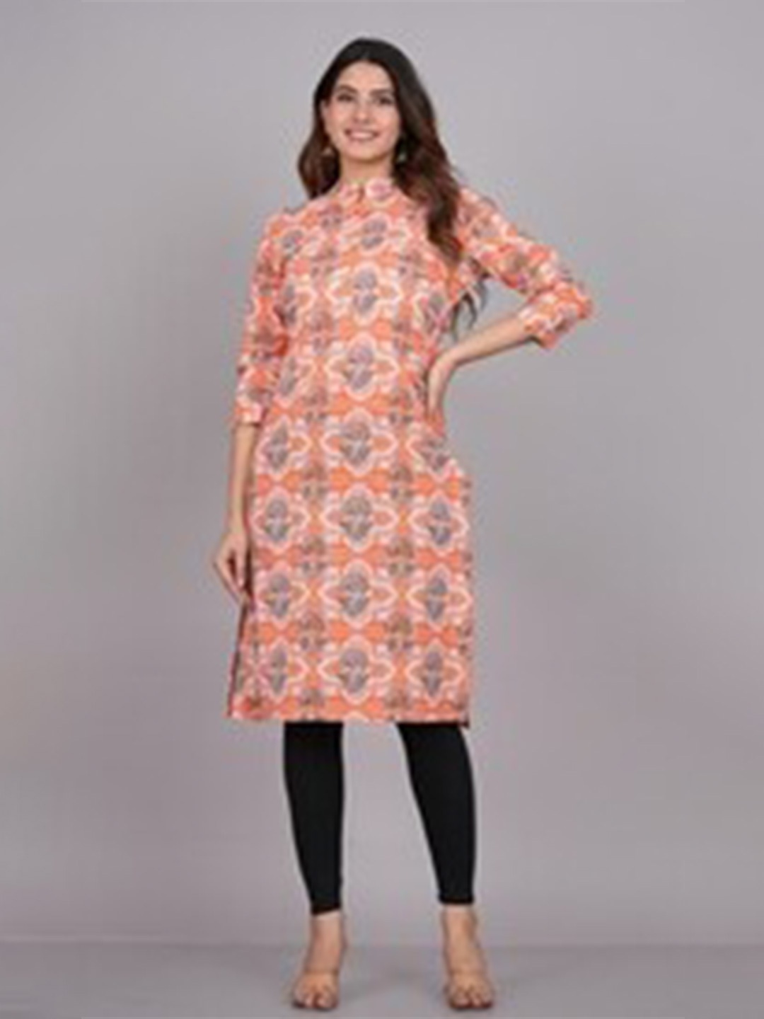 

FABISTA Women Ethnic Motifs Printed Kurta, Orange