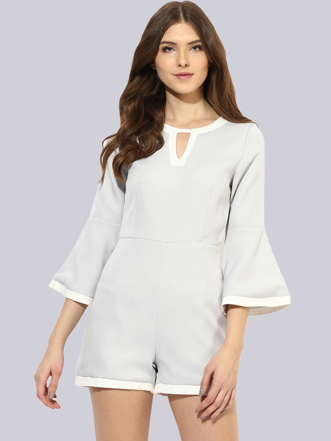

KLEIO Bell Sleeve Key-Hole Neck Jumpsuit, Grey
