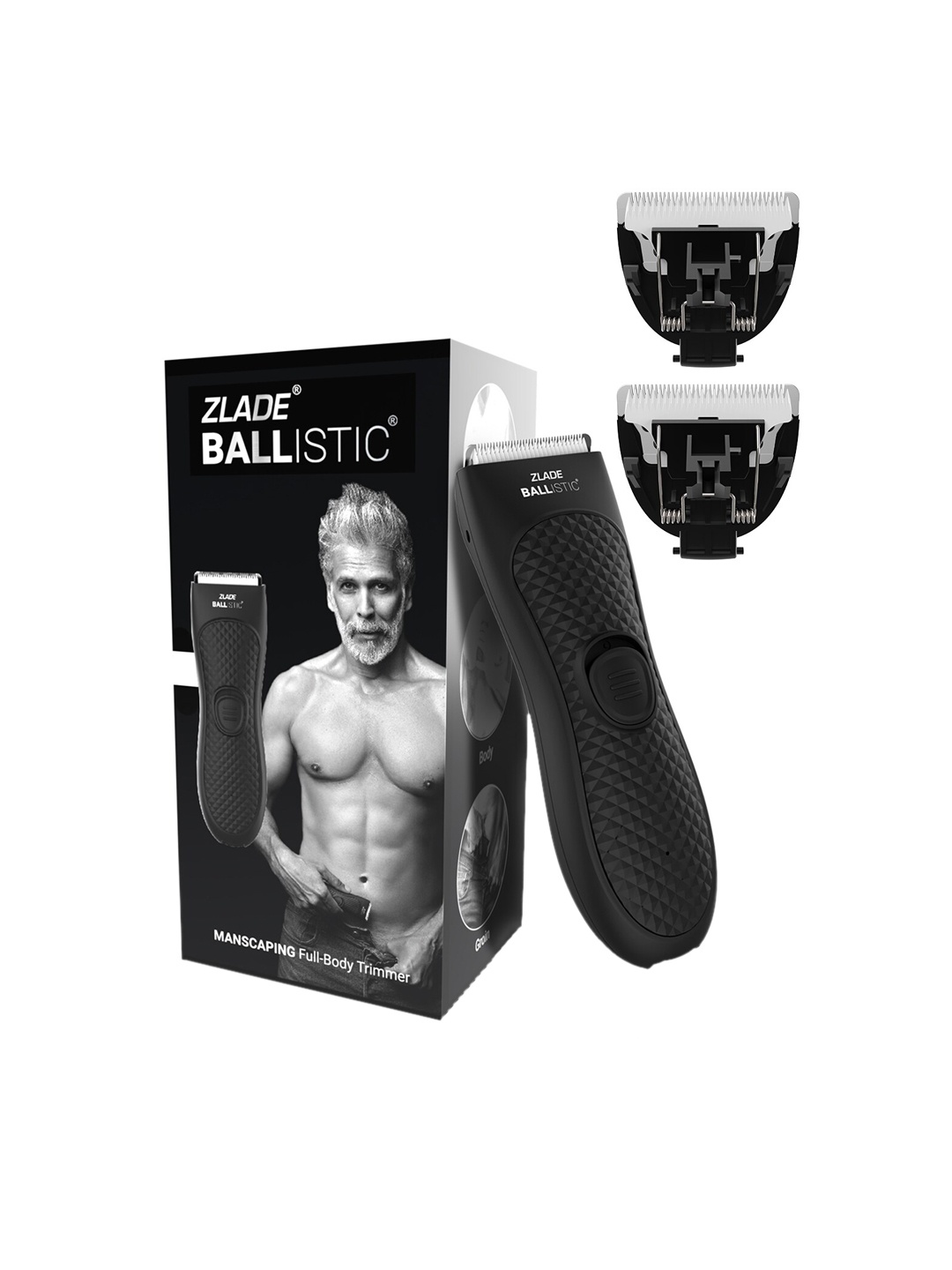 

ZLADE Ballistic Men Manscaping Full-Body Trimmer With 2 Heads - Black