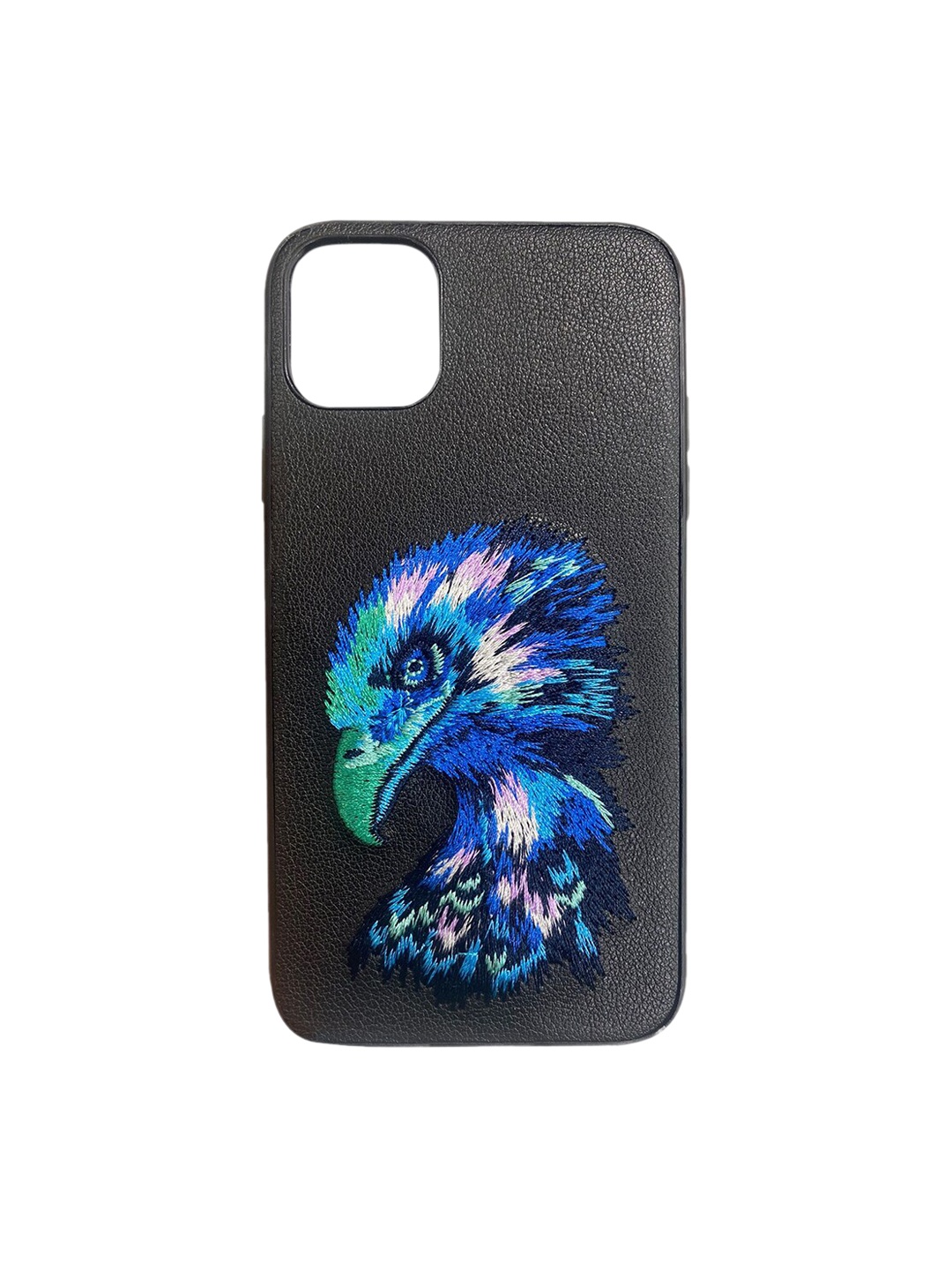 

TREEMODA Eagle Printed Leather iPhone 12 Back Case, Black