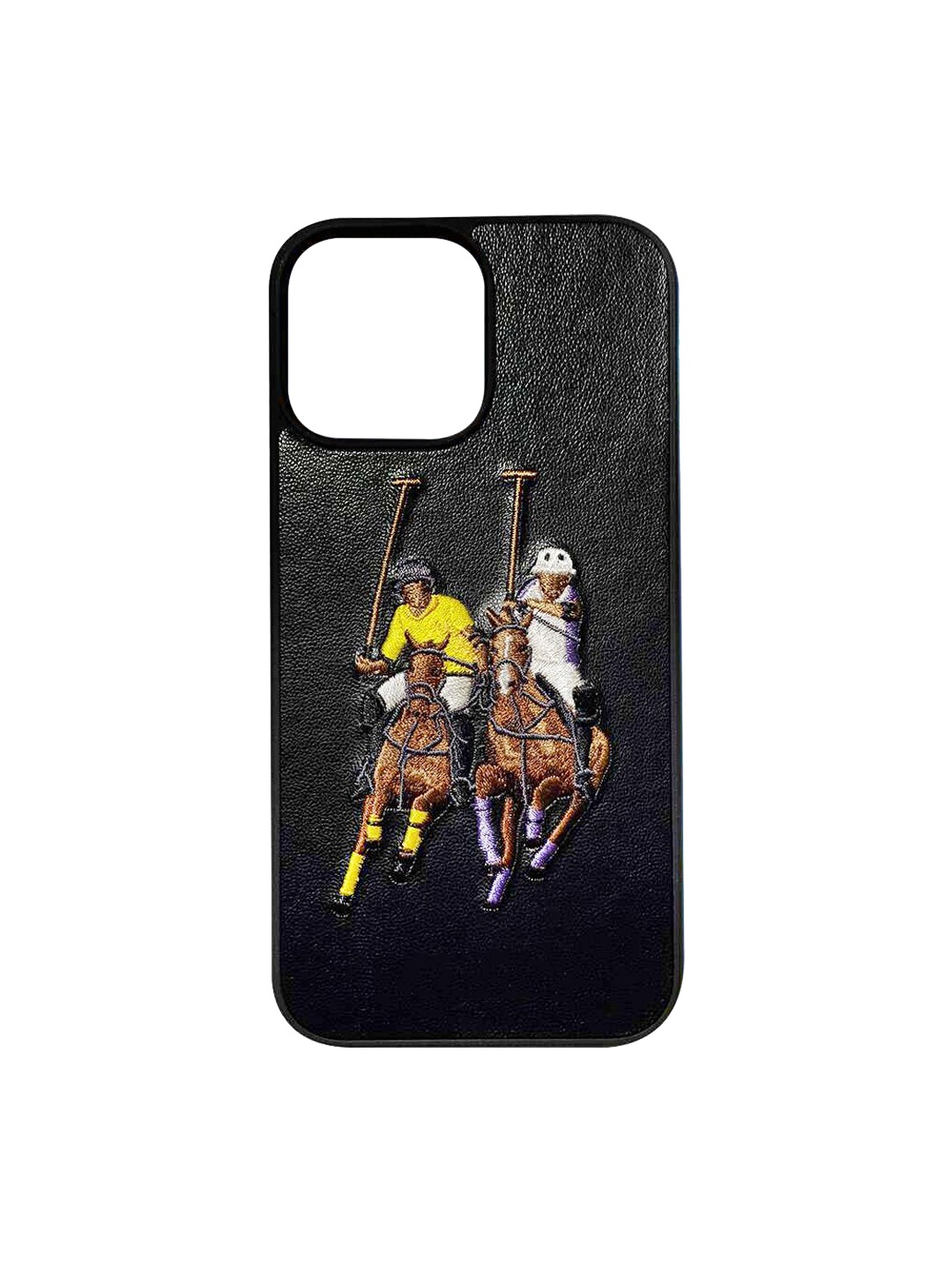

TREEMODA Polo Printed Leather iPhone 13 Back Case, Black