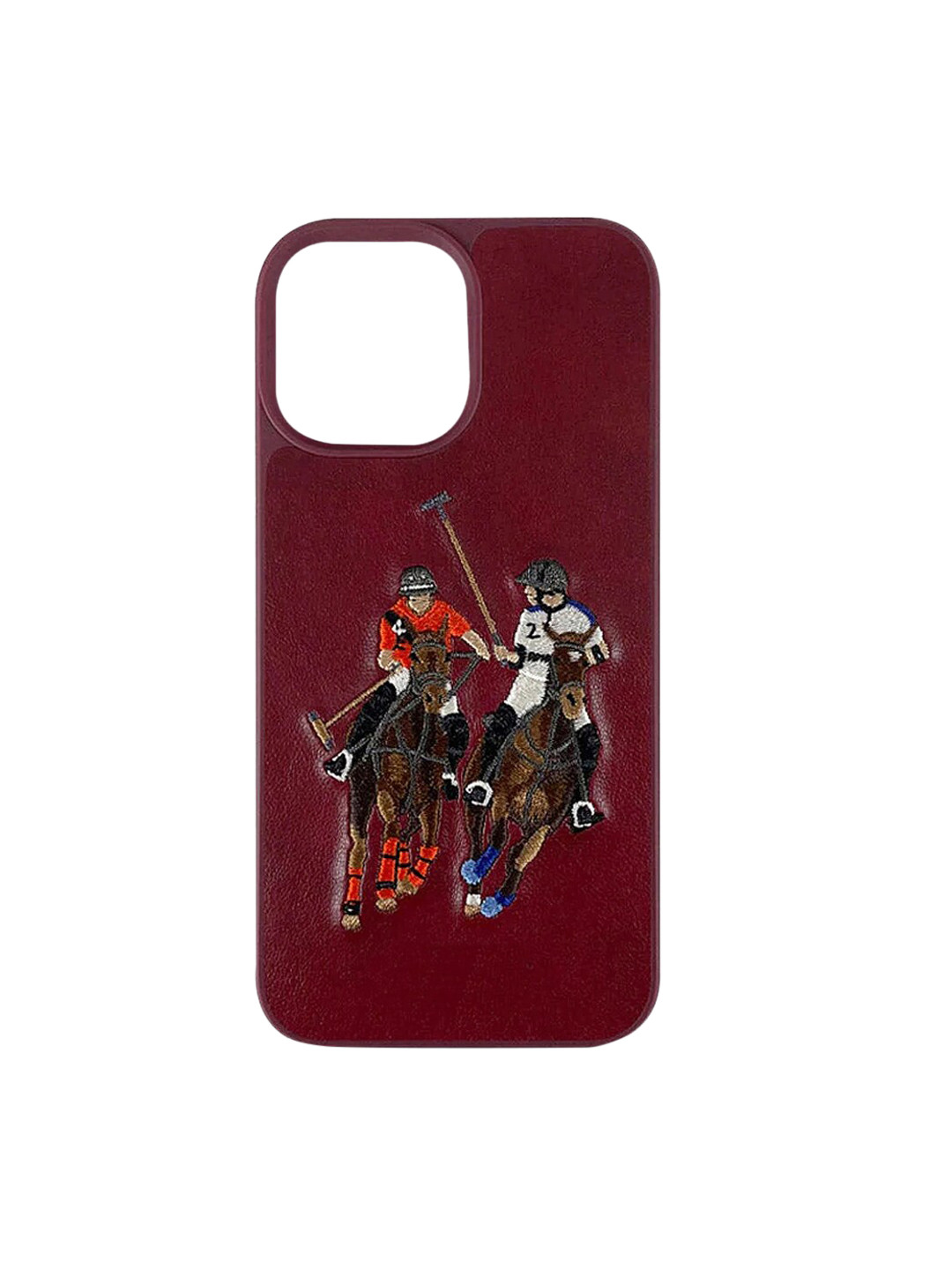 

TREEMODA Polo Printed Leather iPhone 13 Back Case, Red