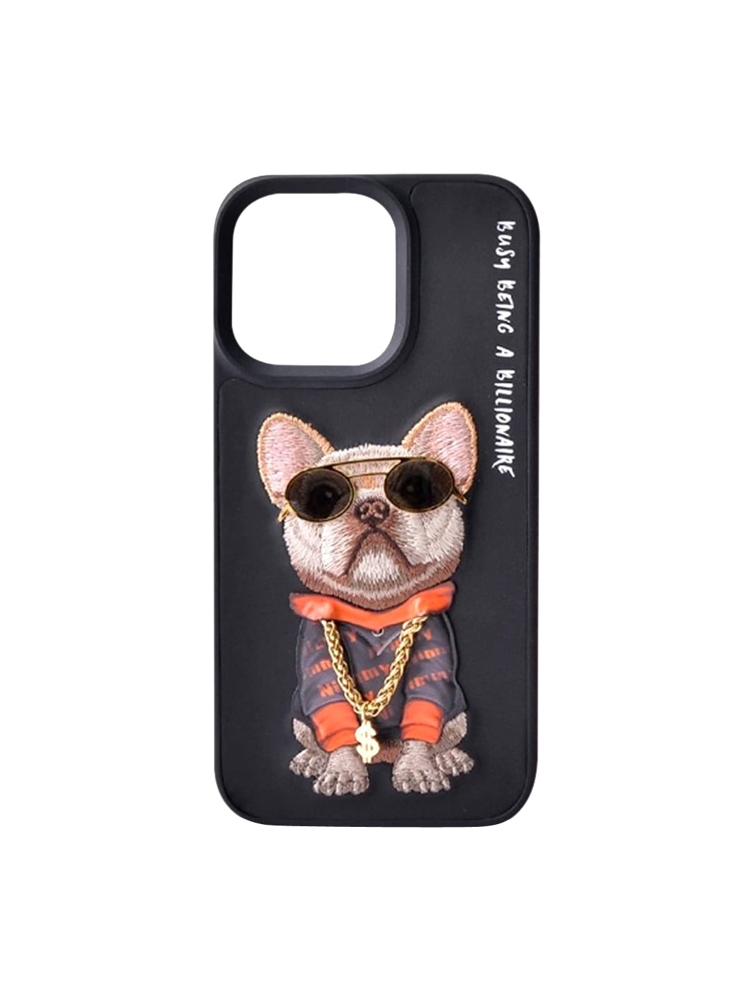 

TREEMODA Swagdog Printed Leather iPhone 13 Pro Max Back Case, Black
