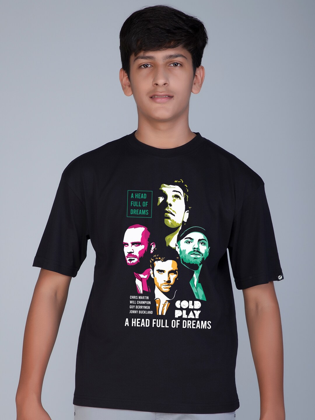 

Teeshut Boys Printed Cotton T-shirt, Black