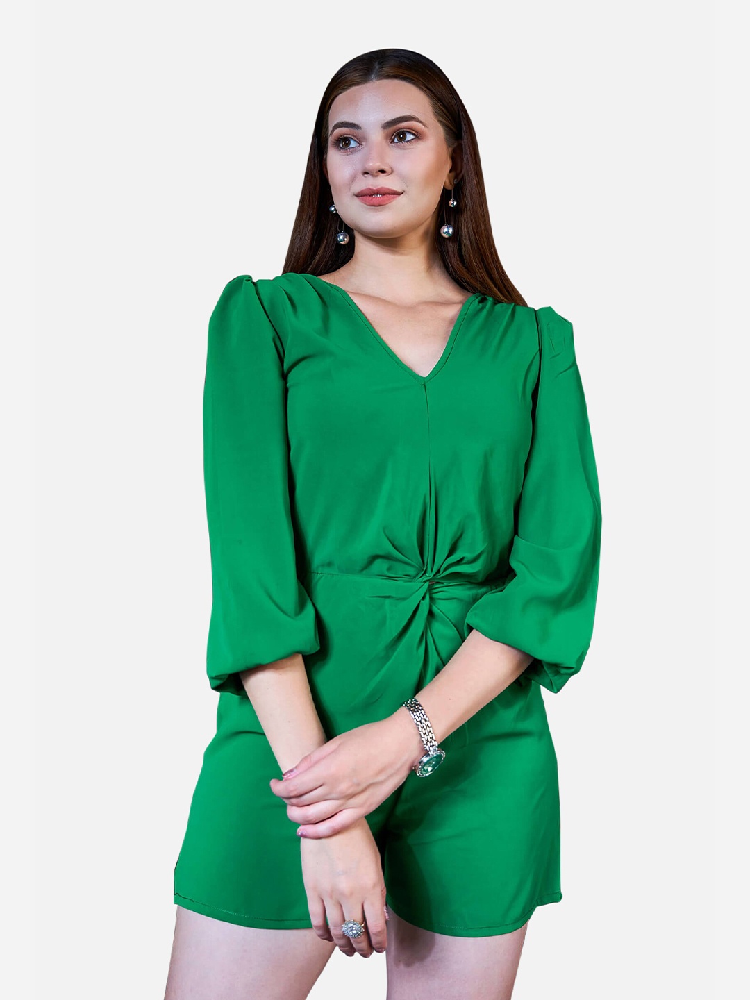 

NEOFAA Women Solid Playsuit, Green