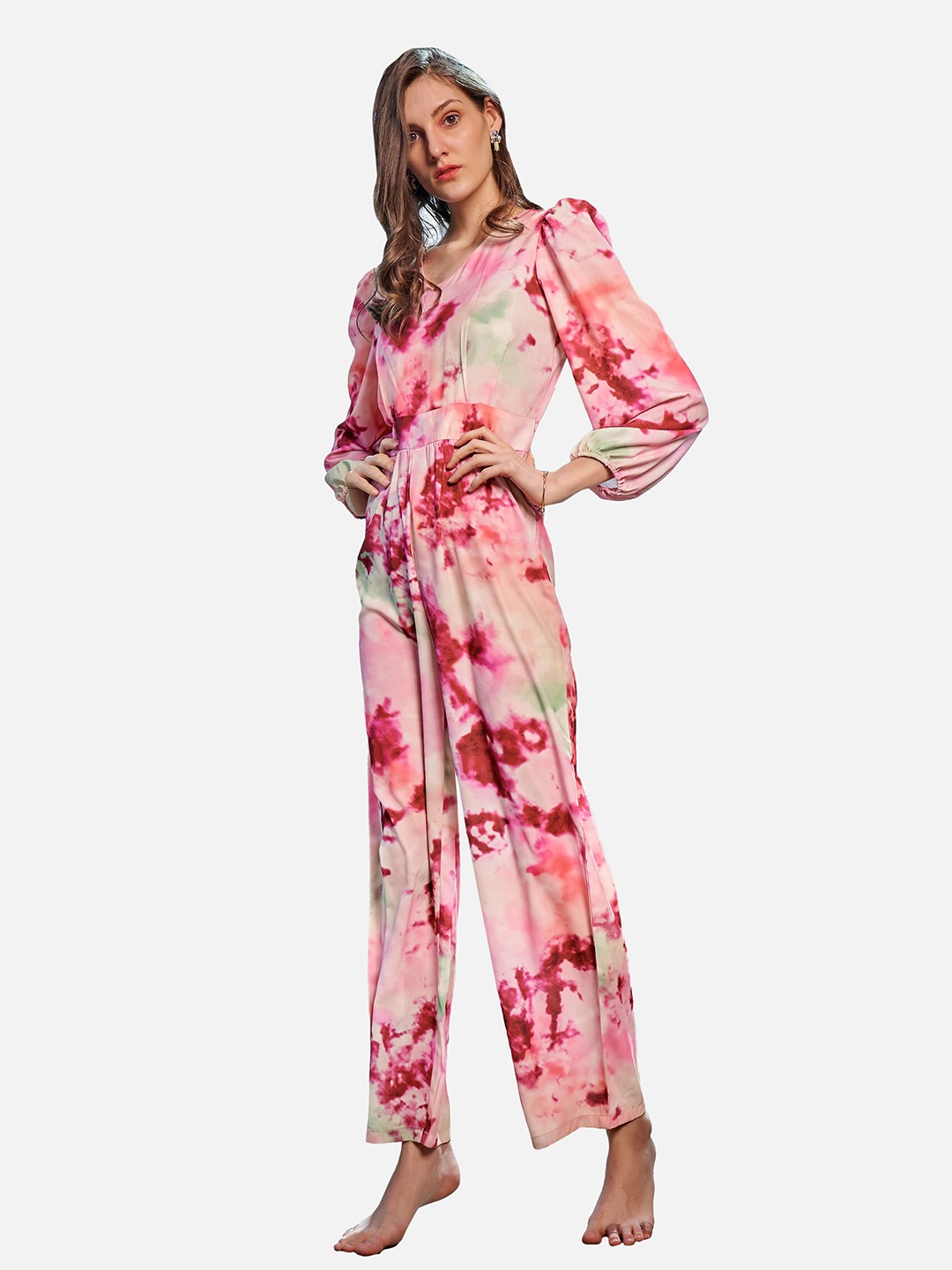 

NEOFAA Women Printed Basic Jumpsuit, Pink