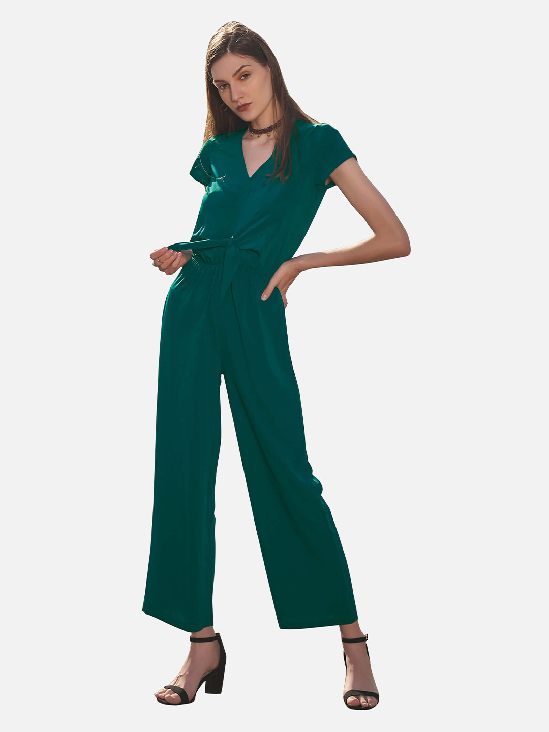 

NEOFAA Women Solid Basic Jumpsuit, Green