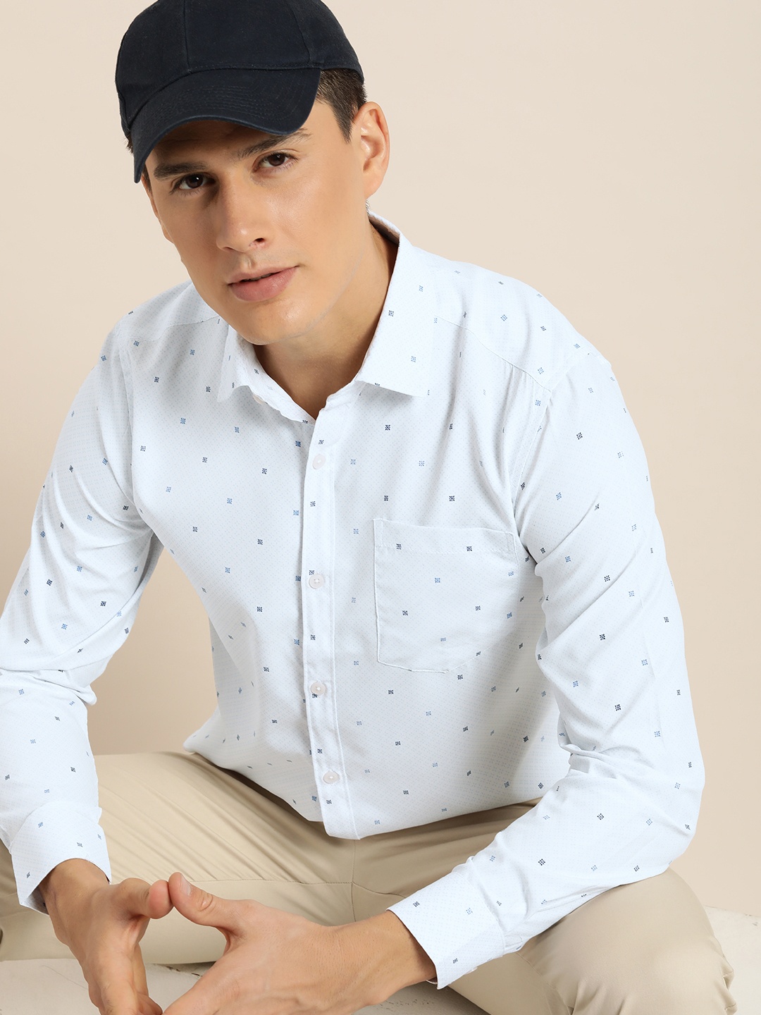 

encore by INVICTUS Printed Semiformal Shirt, White