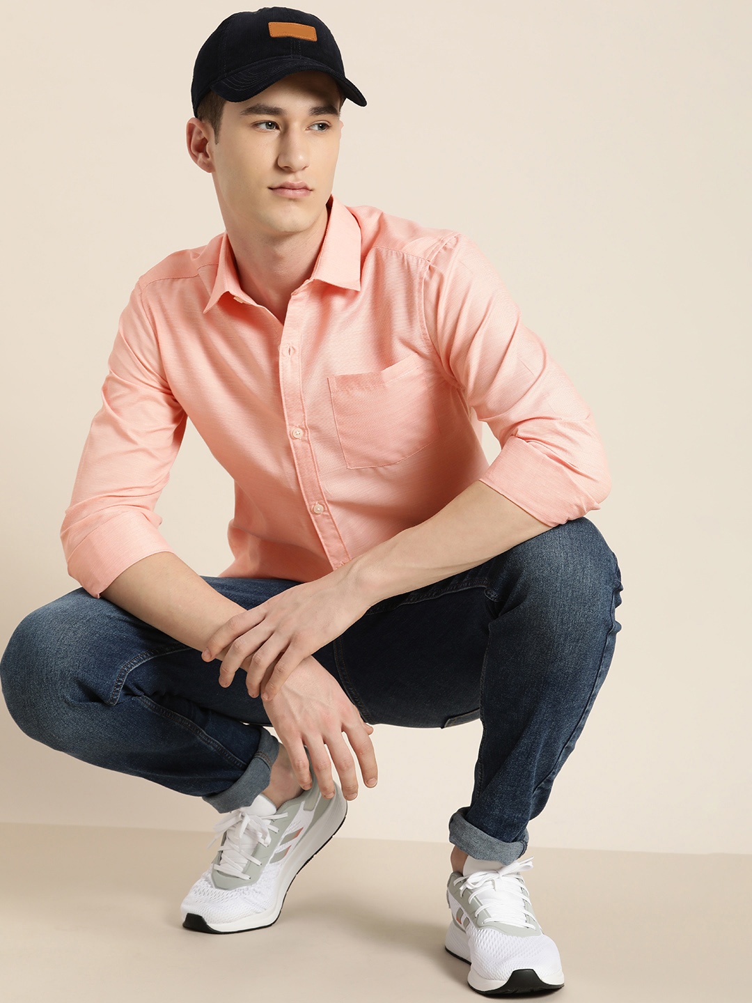 

encore by INVICTUS Men Solid Casual Shirt, Peach