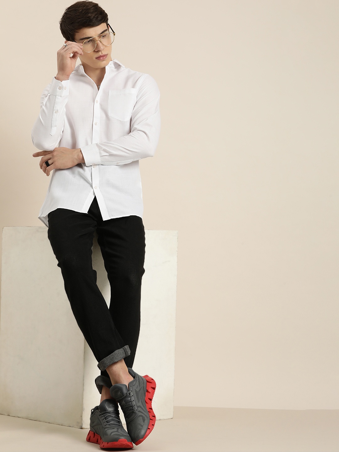 

encore by INVICTUS Men Solid Opaque Casual Shirt, White