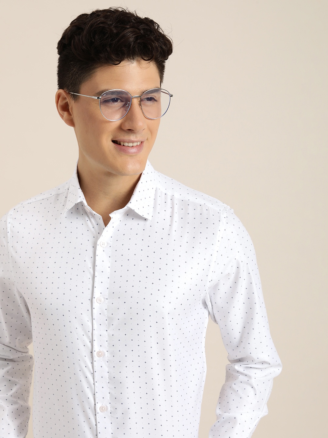 

encore by INVICTUS Printed Semiformal Shirt, White