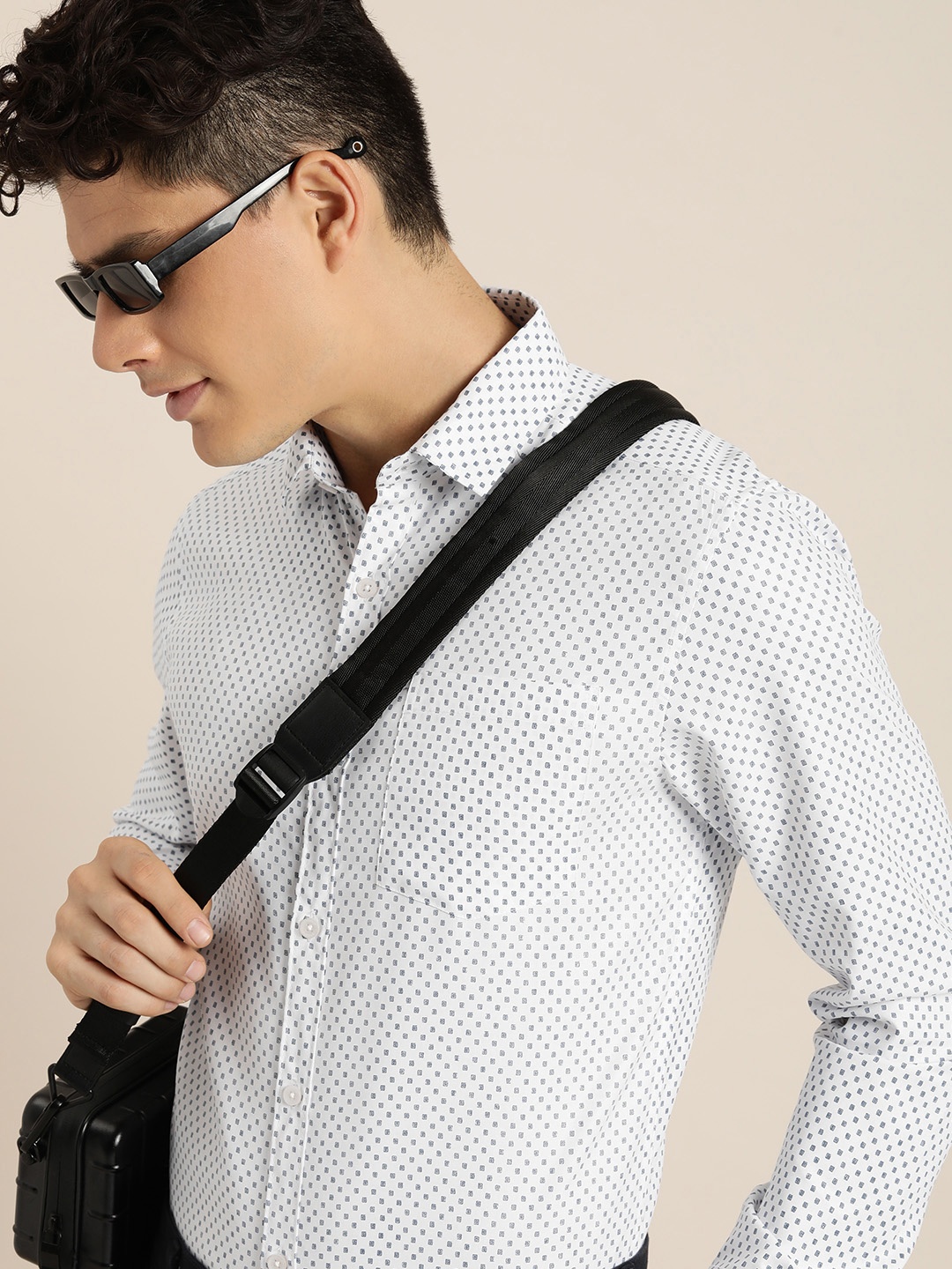 

encore by INVICTUS Printed Semiformal Shirt, White