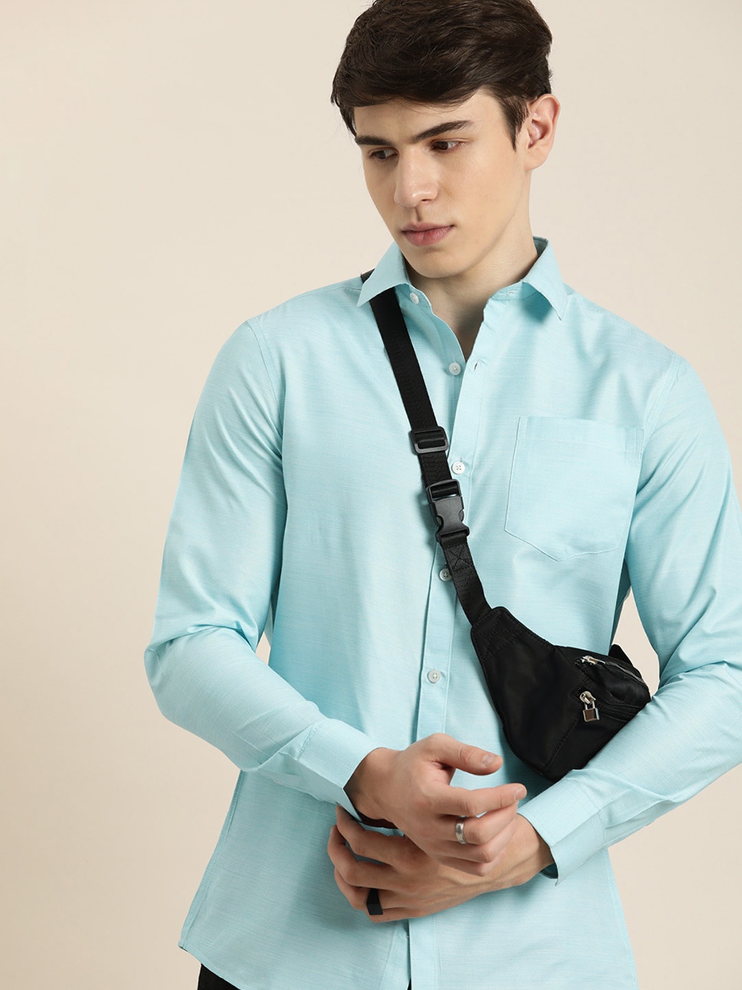 

encore by INVICTUS Men Solid Opaque Casual Shirt, Turquoise blue