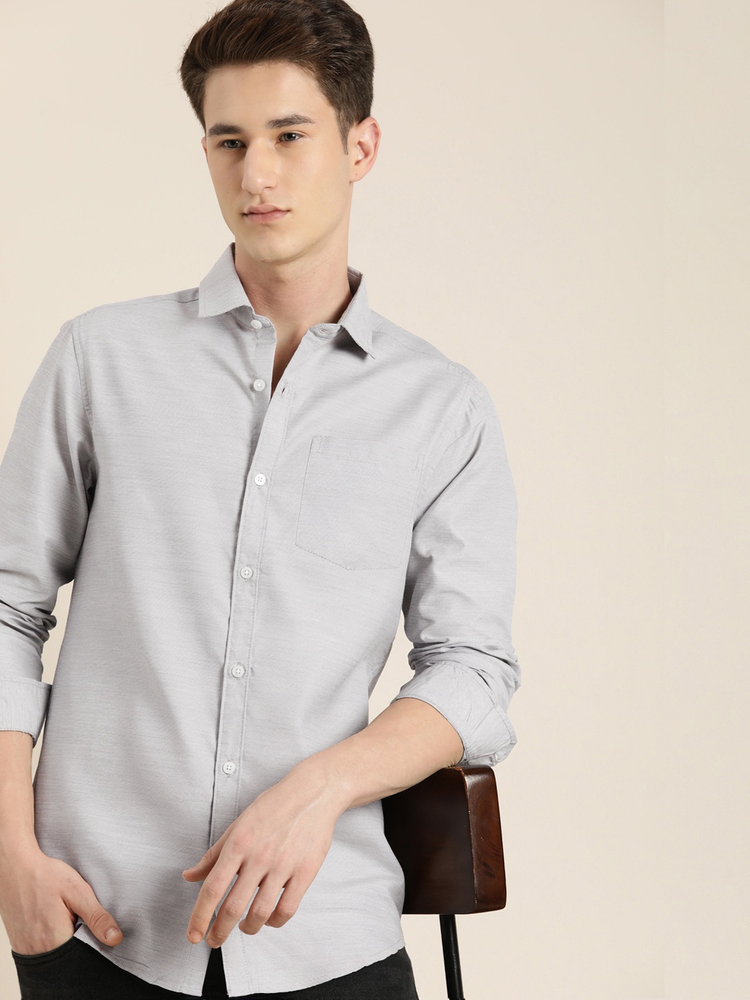 

encore by INVICTUS Men Solid Casual Shirt, Grey