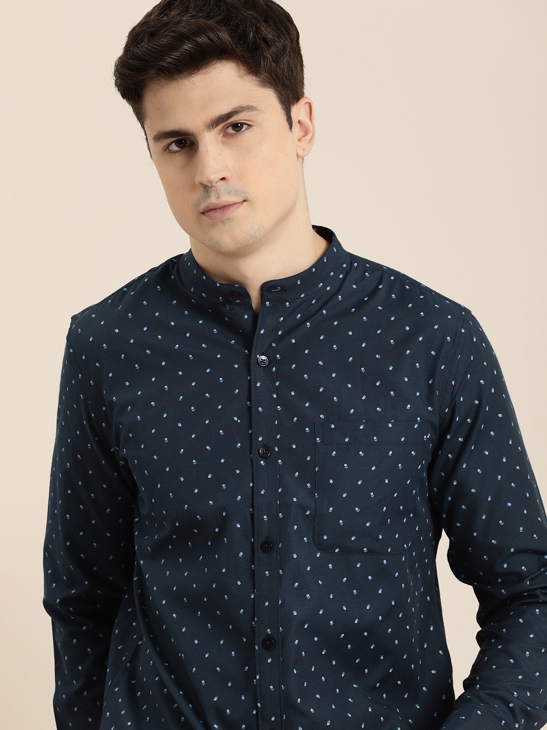 

encore by INVICTUS Floral Printed Casual Shirt, Navy blue