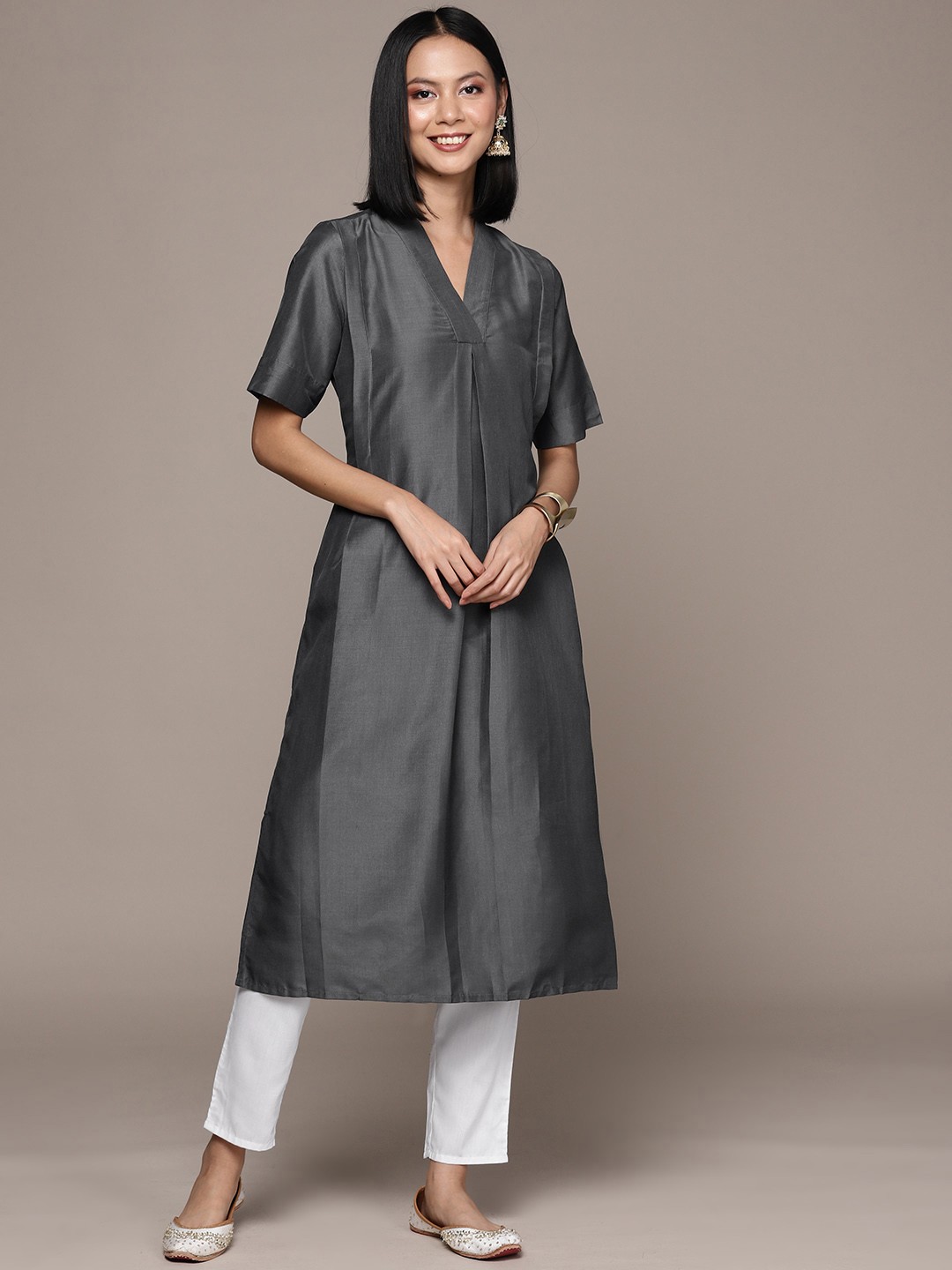 

ZIYAA Women Kurta with Trousers, Grey