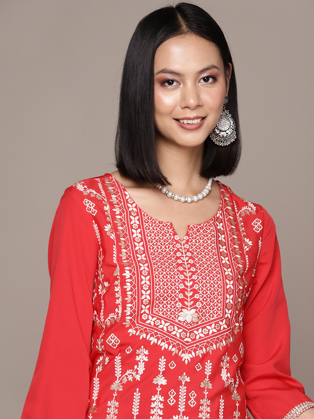 

ZIYAA Women Floral Printed Kurta with Trousers, Red