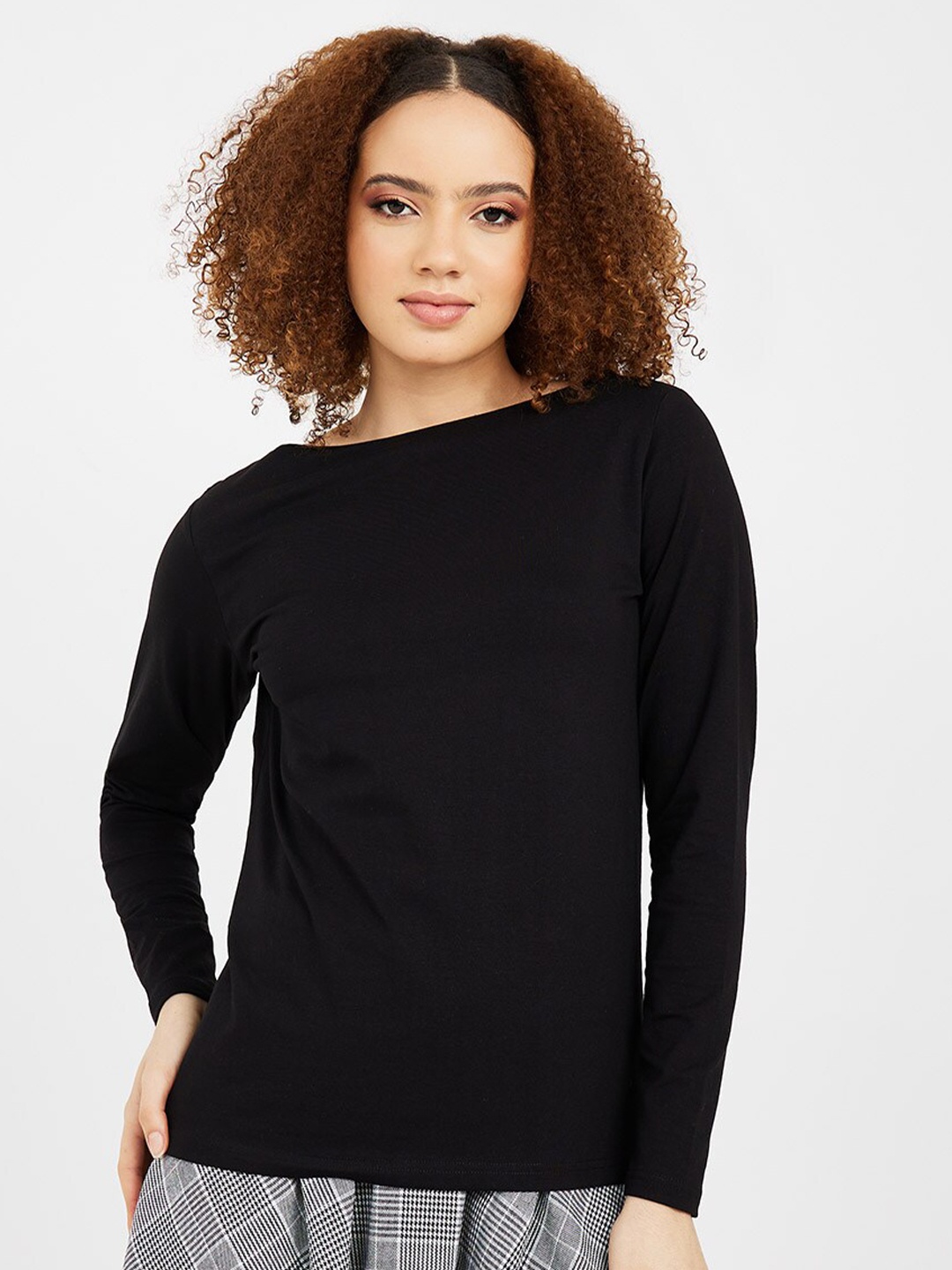 

Styli Women Cotton T-shirt, Black