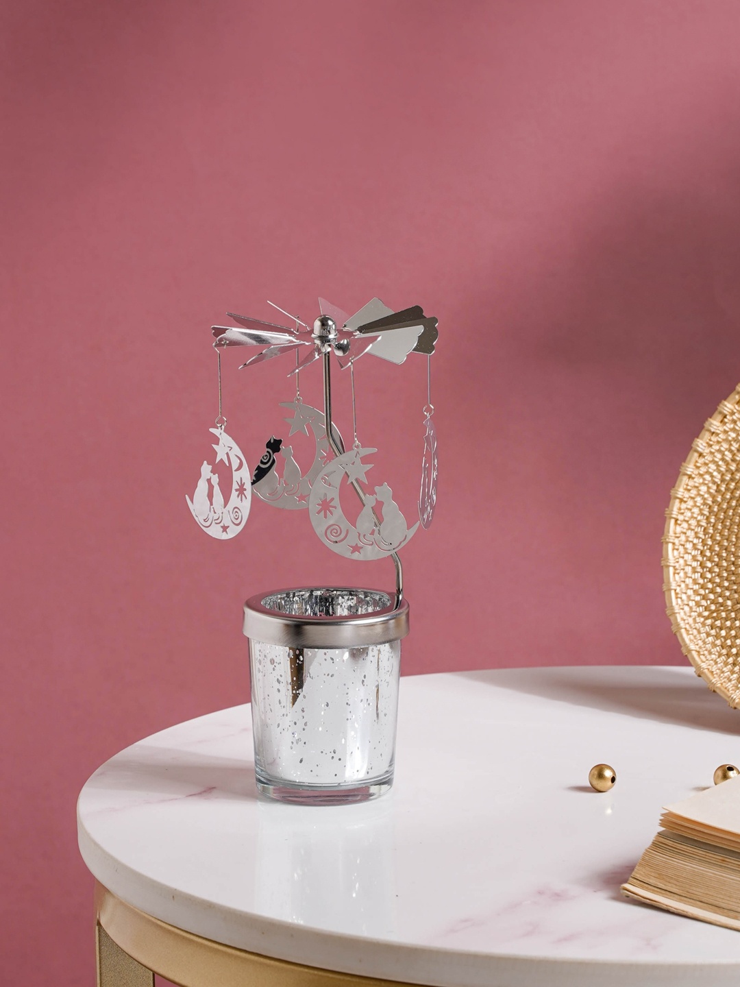 

Nestasia Silver-Coloured Moon Glass Candle Holders