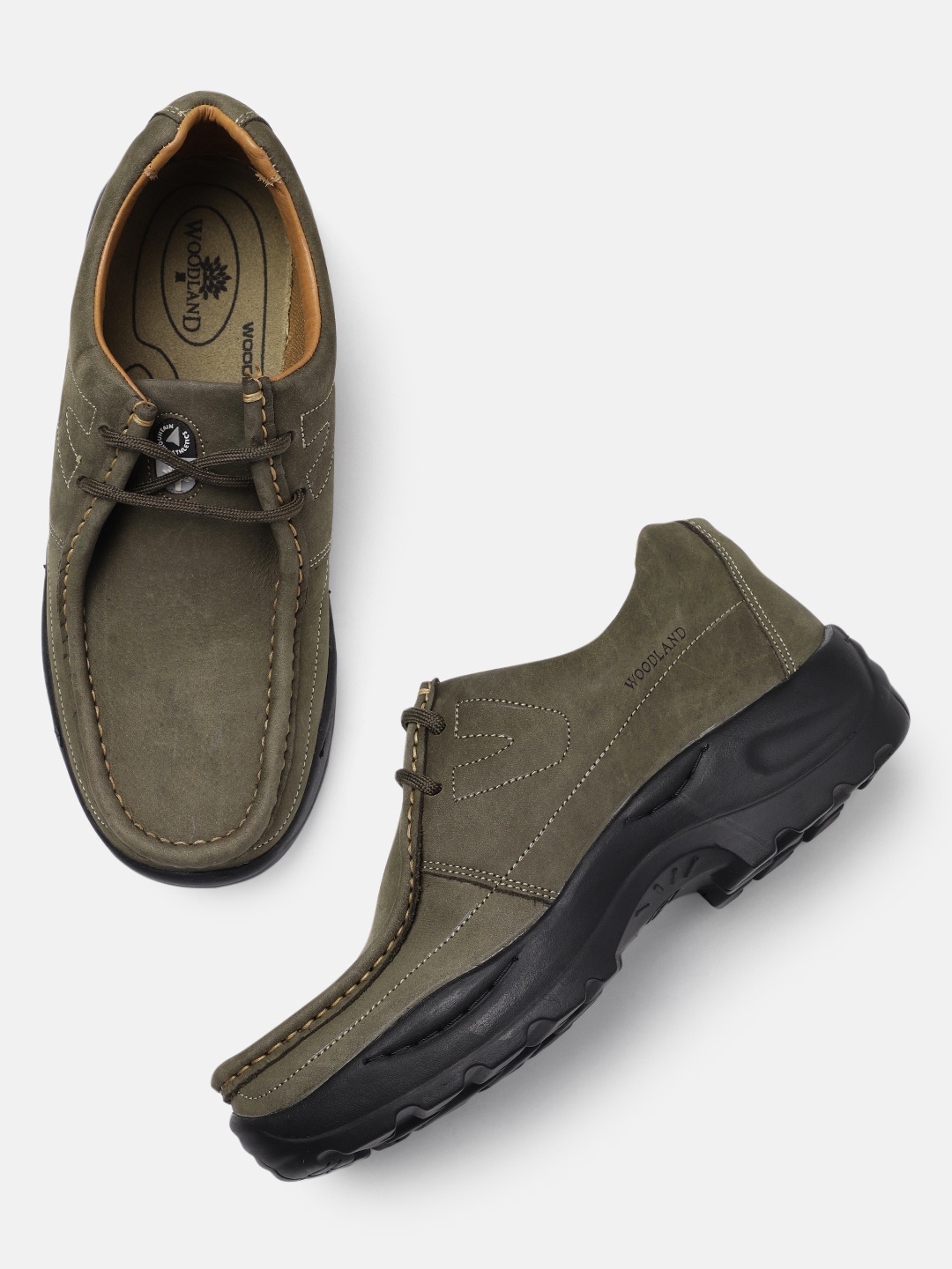 

Woodland Men Leather Casual Shoes, Olive